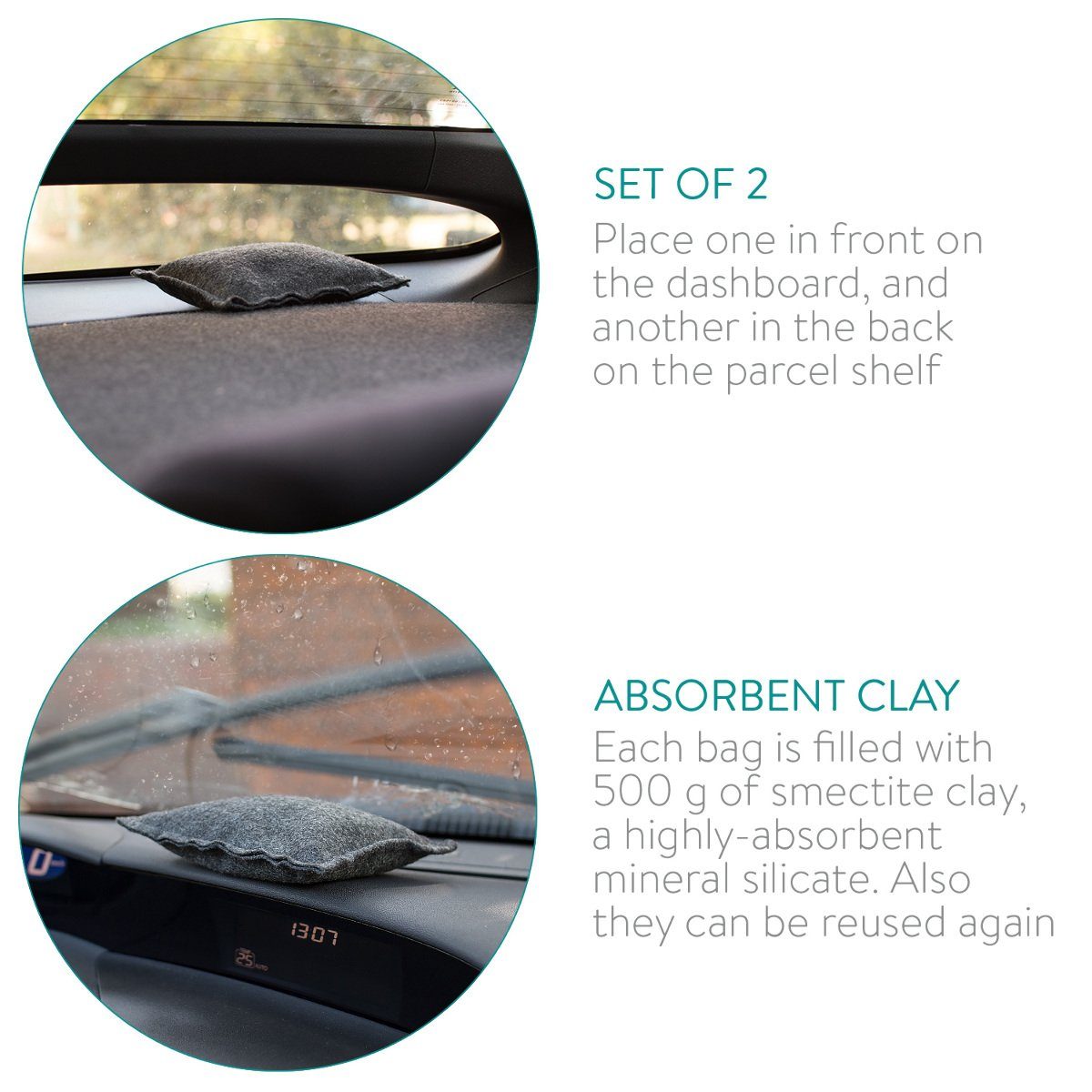 Navaris Luftentfeuchter 2x 500g Auto Entfeuchtungskissen - wiederverwendbar günstig online kaufen