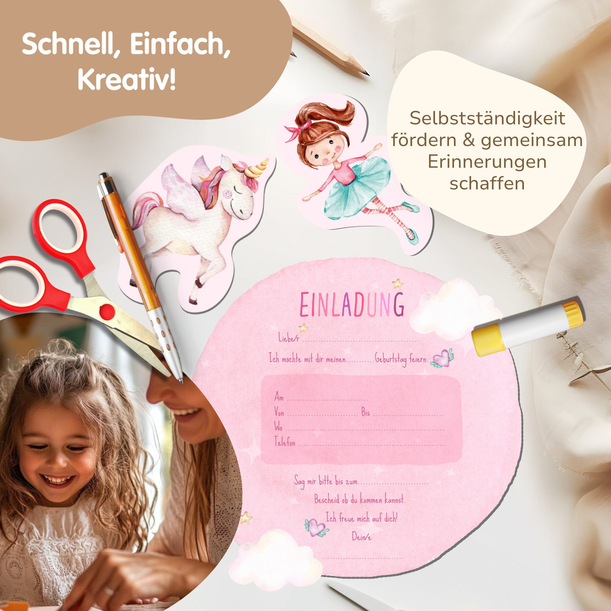 MeinBaby123® Einladungskarten zum selber Basteln, Einladungskarten Kindergeburtstag, Kindergeburtstag Einladungskarten DIY, Einladung Kindergeburtstag