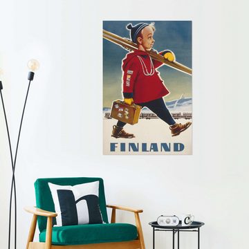 Posterlounge Wandfolie Vintage Ski Collection, Finland Ski, 1957, Vintage Illustration