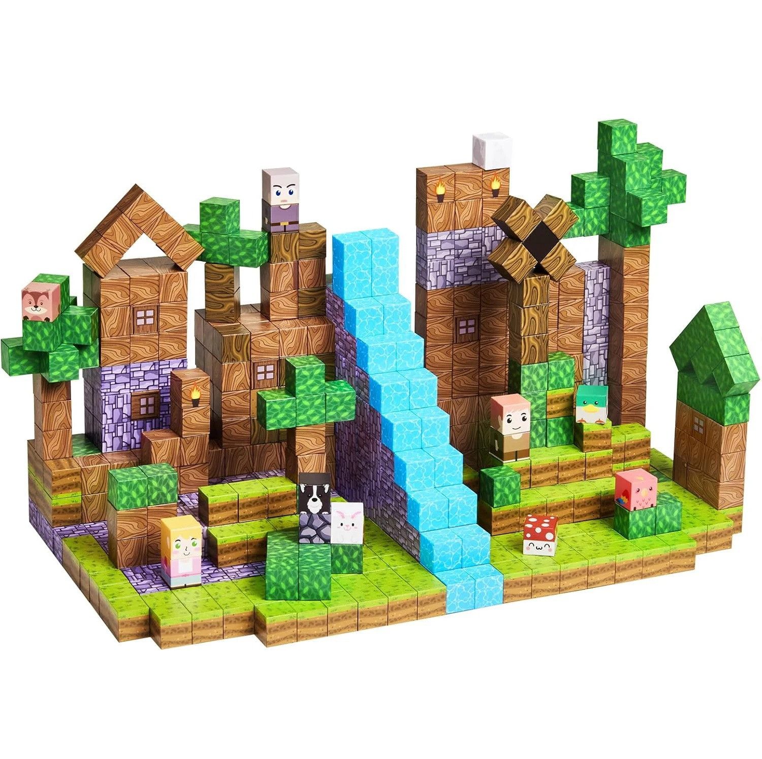 Athlix Magnetische Bausteine 128 Teile Bauwelt Spielzeug Magnetblöcke Magnetspielbausteine, 128 Teile, STEM-orientiert, ab 3 Jahren