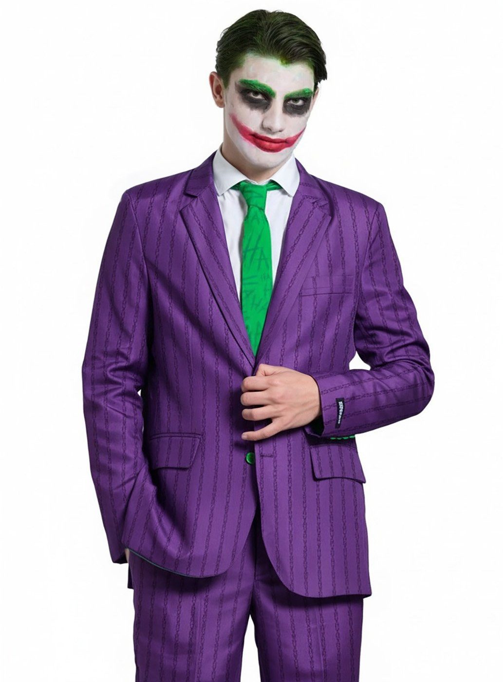 Opposuits Partyanzug The Joker Clown Anzug - Halloween Kostüm Herren, Sorgt für ein bleibendes Lächeln: cooler Anzug für schräge Schurken