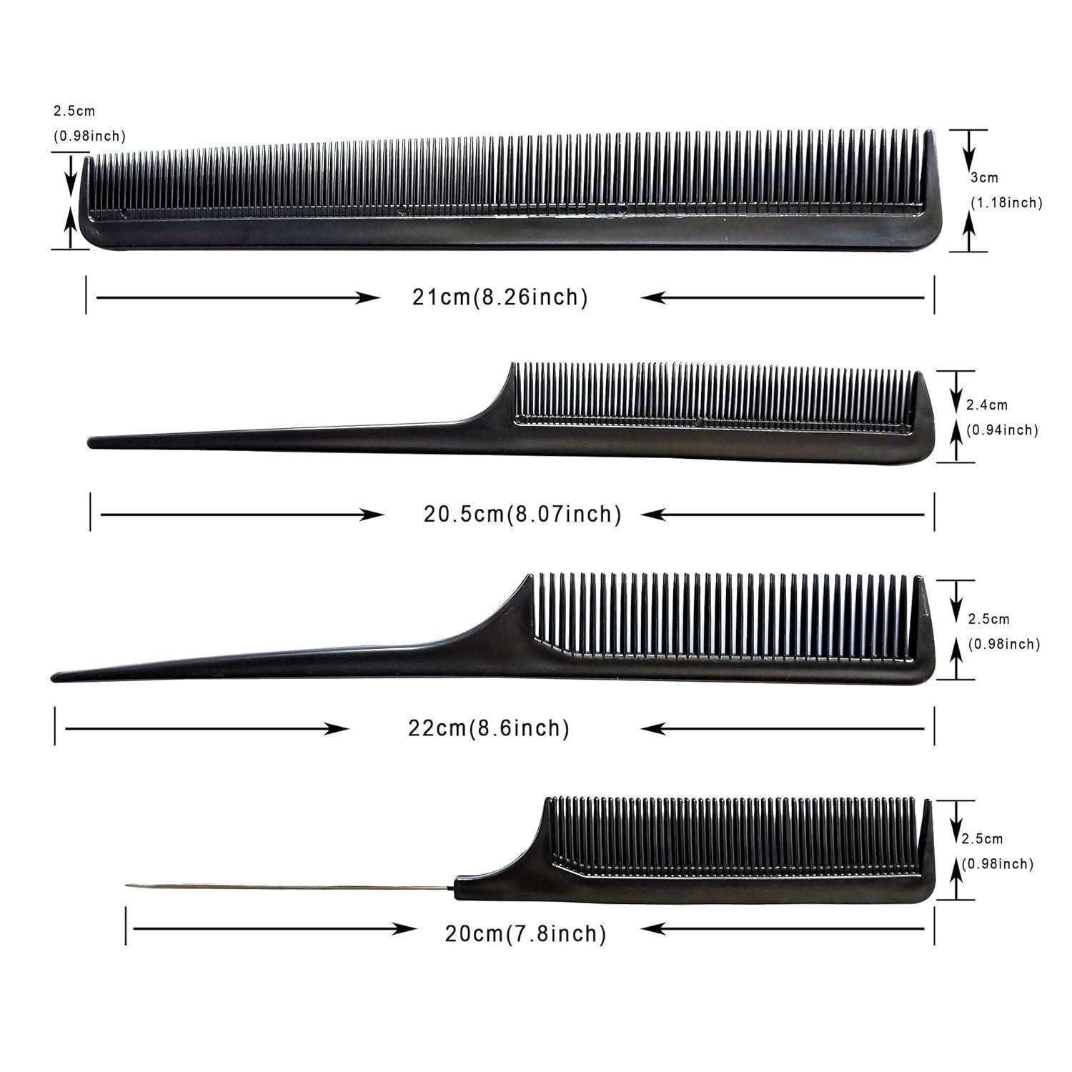 DAZISEN Antistatischer Haarkamm Mit Edelstahlgriff – Feinzahnkamm 21 Cm Für Friseure & Zu Hause, Schwarz