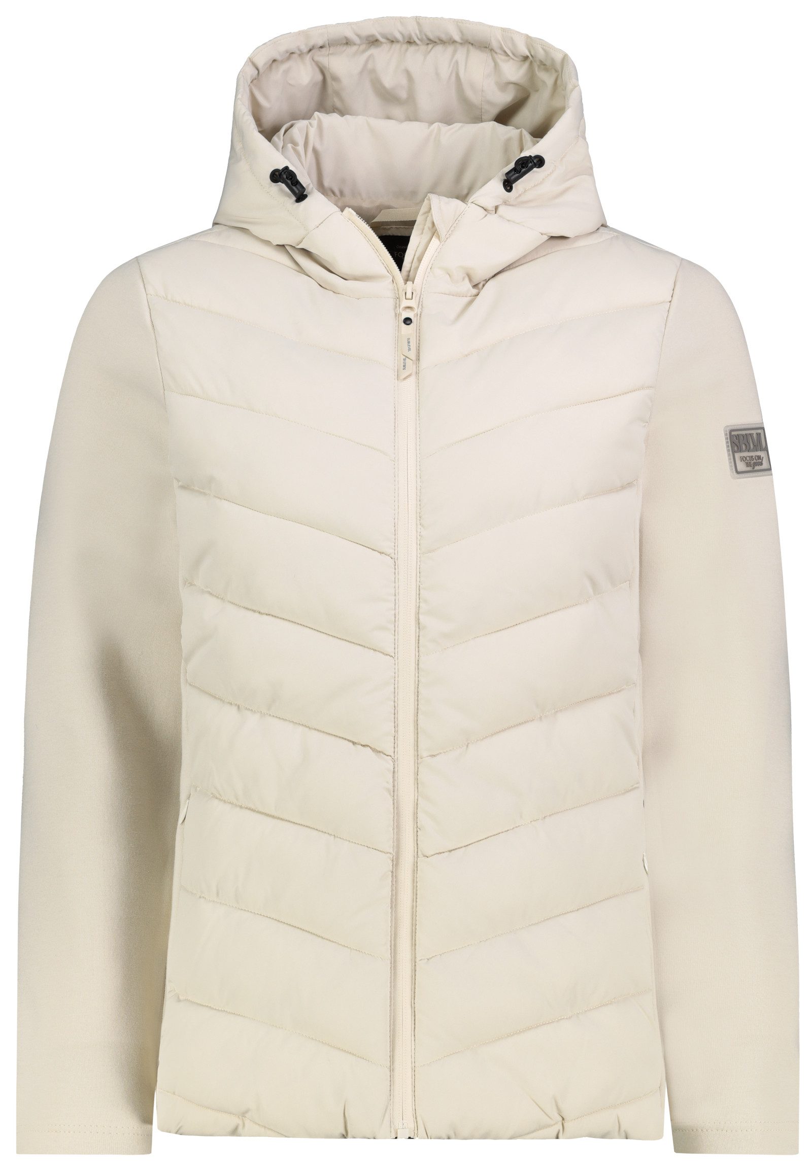 SUBLEVEL Outdoorjacke Steppjacke mit Interlock-Ärmeln Leicht wattierte Übergangsjacke mit Kapuze, Materialmix