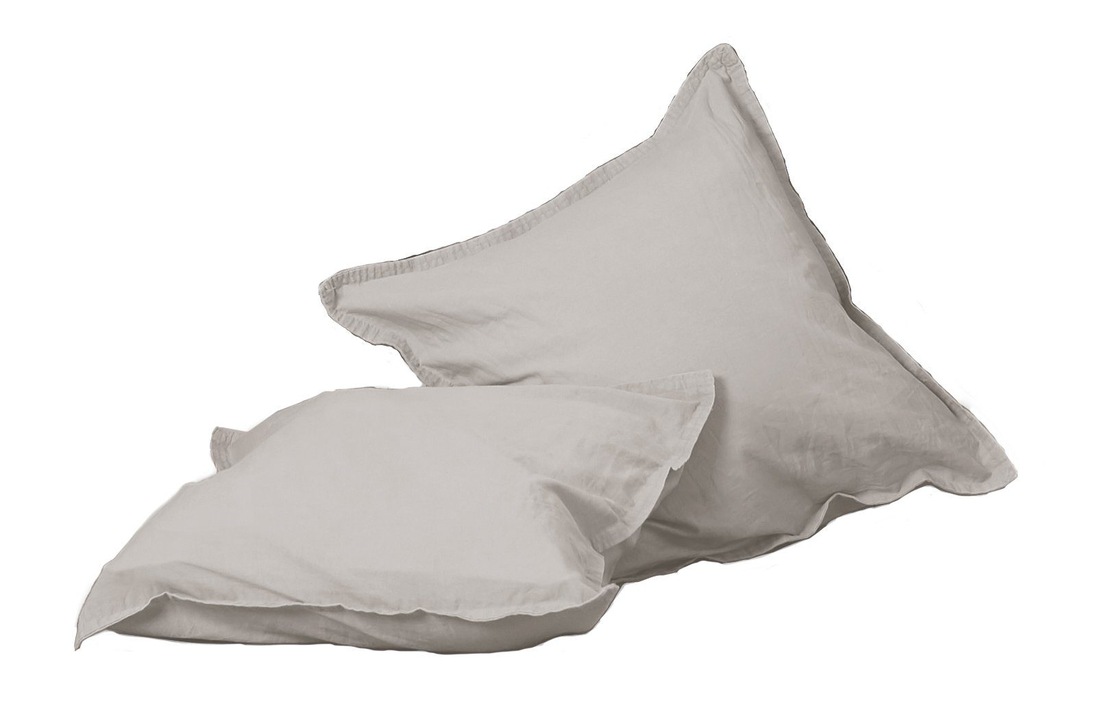 H.G. Hahn Haustextilien Kissenbezüge 2 Stück Hahn Renforce Kissenbezüge 40x40 cm stonewashed uni leinen, (2 Stück)