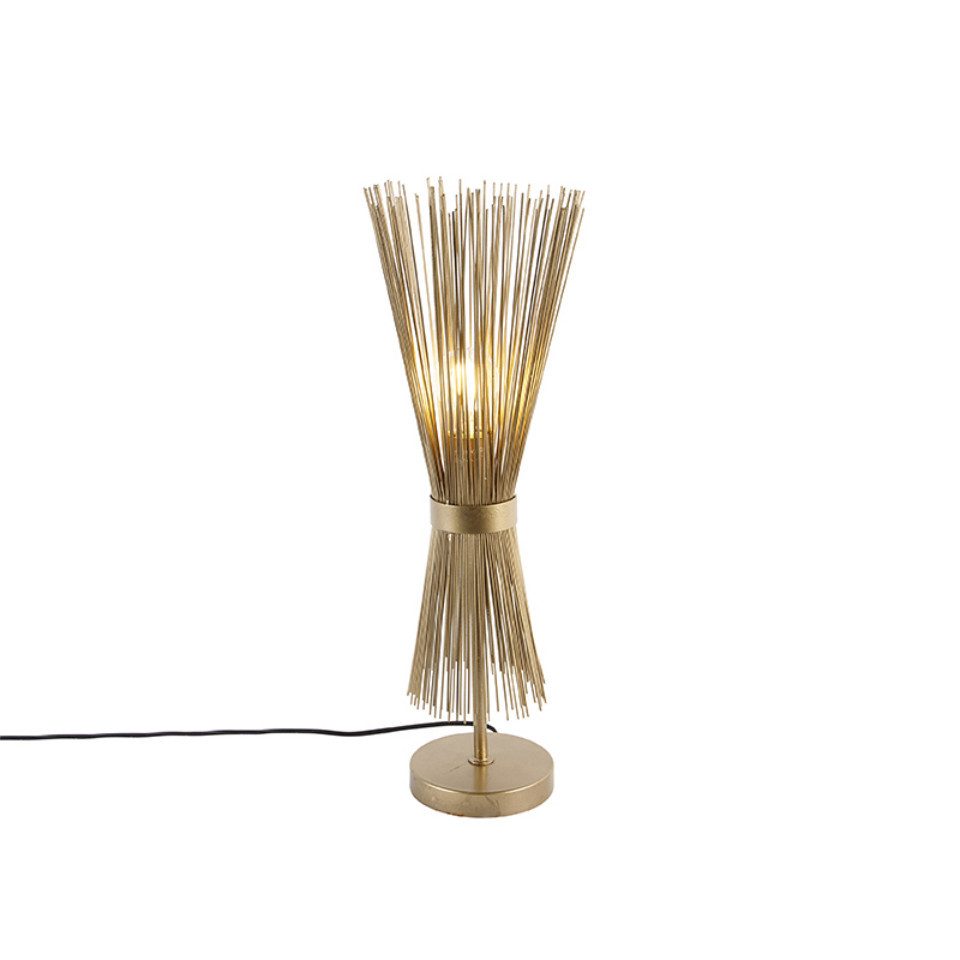 Qazqa Tischleuchte Broom, ohne Leuchtmittel, Warmweiß, QAZQA Tisch­leuchte, e27, Gold, Stahl, Landhaus