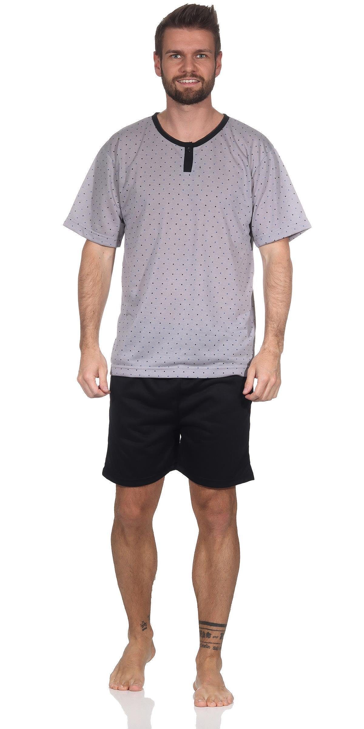EloModa Capri-Pyjama Herren Pyjama Short und T-Shirt Schlafanzug, Gr. M L XL XXL (2 tlg) Grau