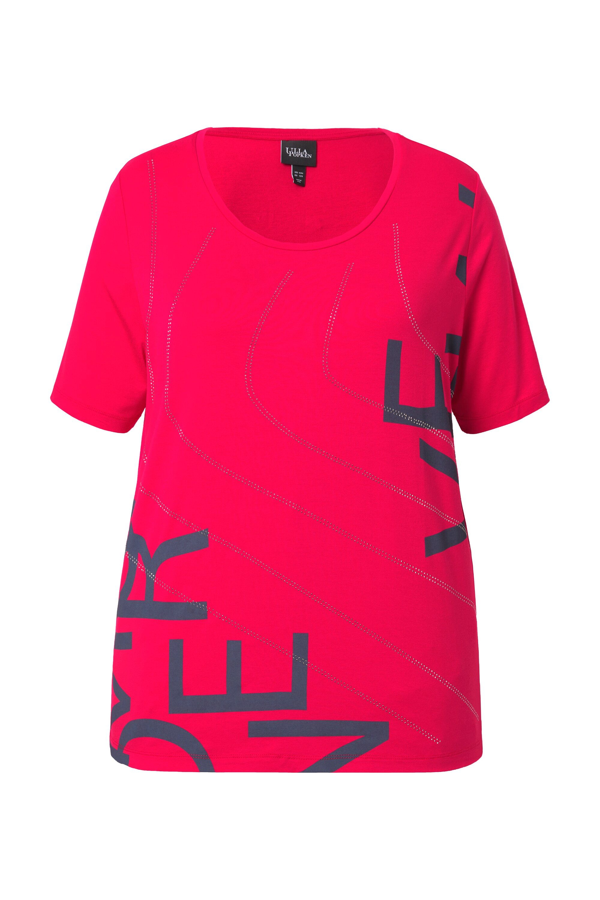 Ulla Popken T-Shirt Shirt Glitzer-Schriftzüge Oversized Rundhals günstig online kaufen