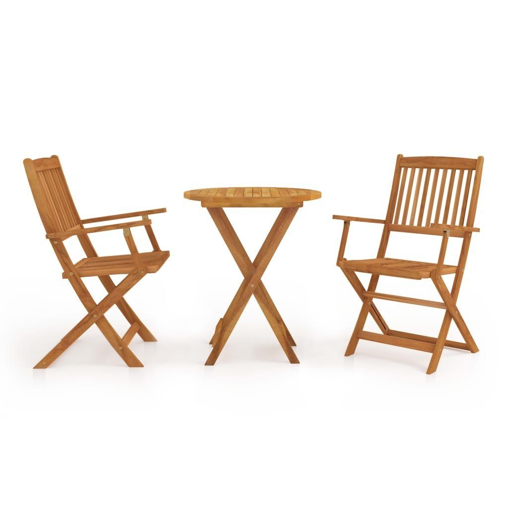 vidaXL Balkonset 3-tlg. Bistro-Set Klappbar Massivholz, (1-tlg)