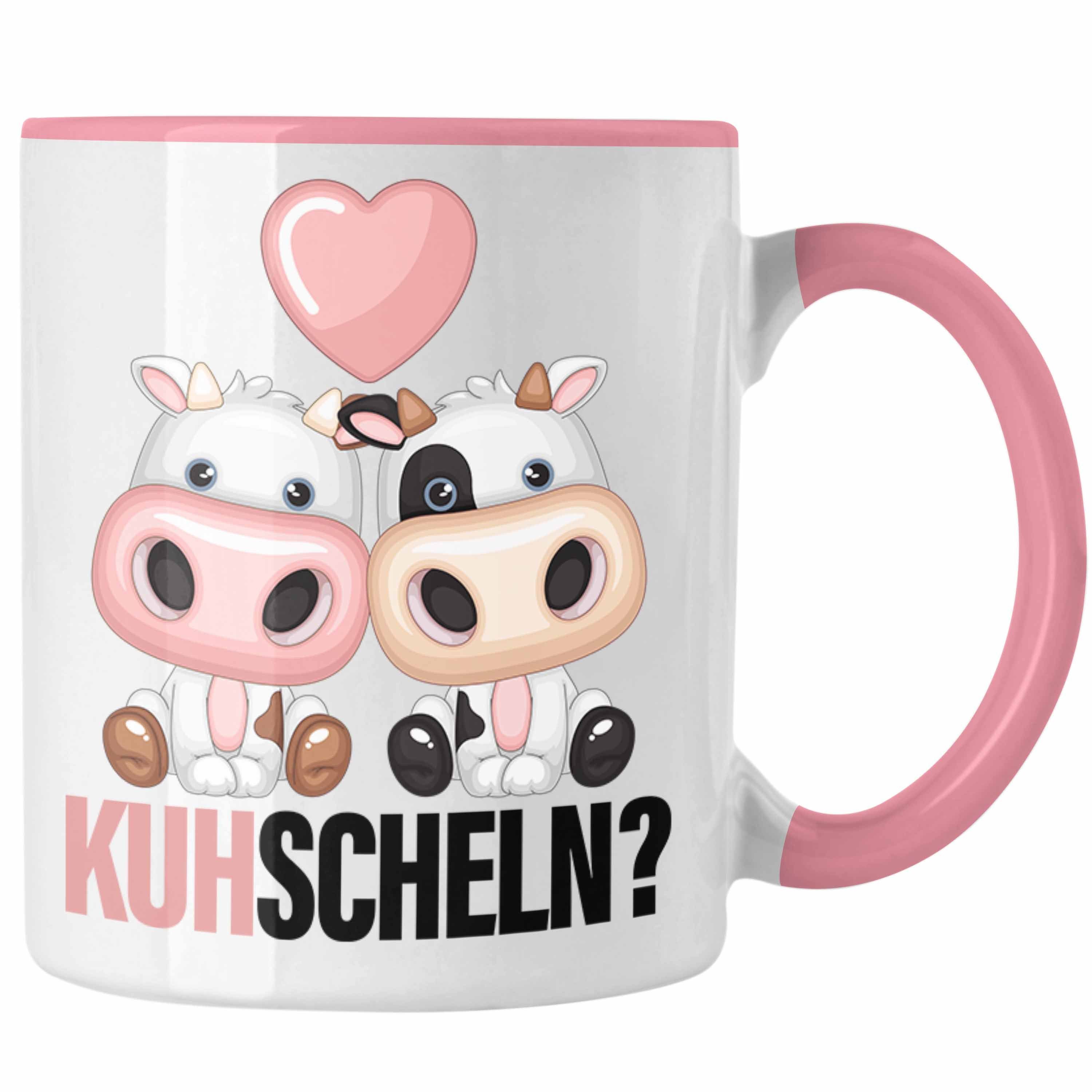 Kuhscheln Tasse Kusch Trendation Tasse Geschenk Geschenkidee Freundin Rosa Kuh Tierliebhaber