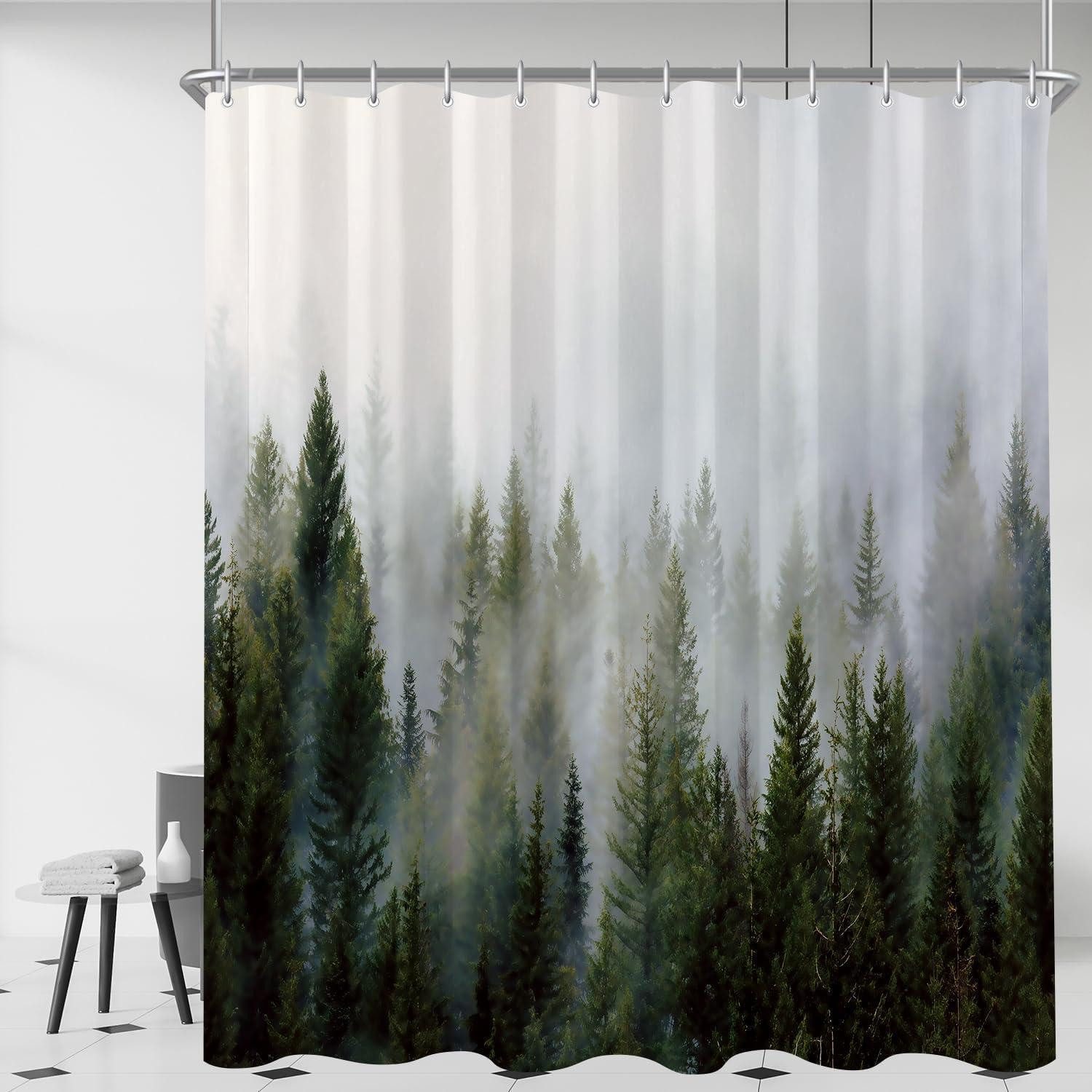 LuxusKollektion Duschvorhang Duschvorhang Wasserabweisend Antischimmel Nebel Wald 120 x 200 cm Breite 120 cm