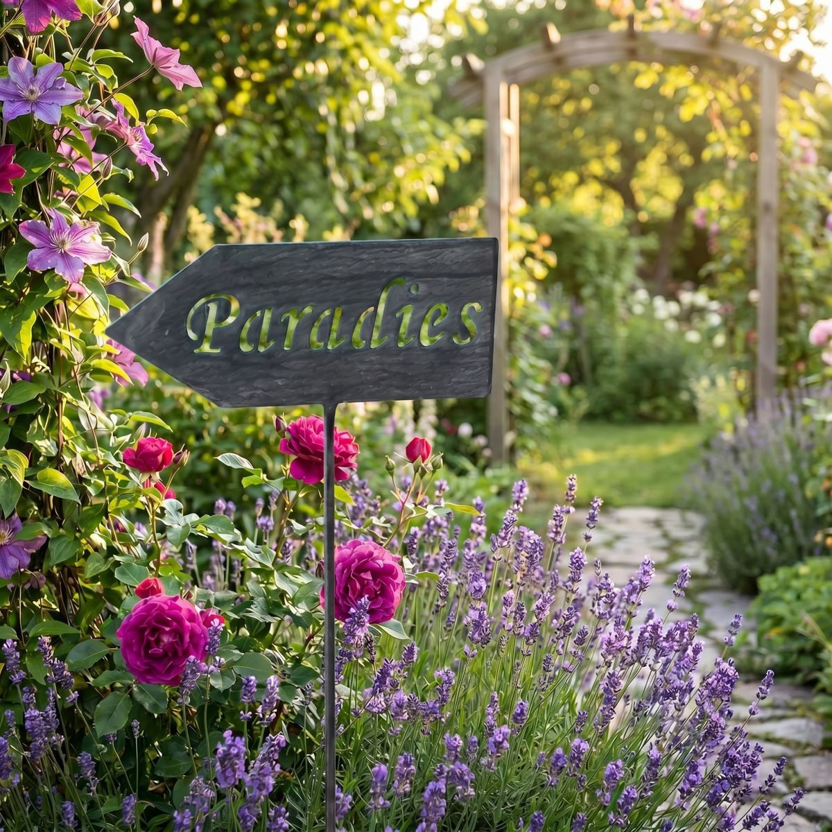 Ambiente Haus Gartenstecker Paradies (H) 122cm (1-St) Stecker für den Garten mit Schriftzug