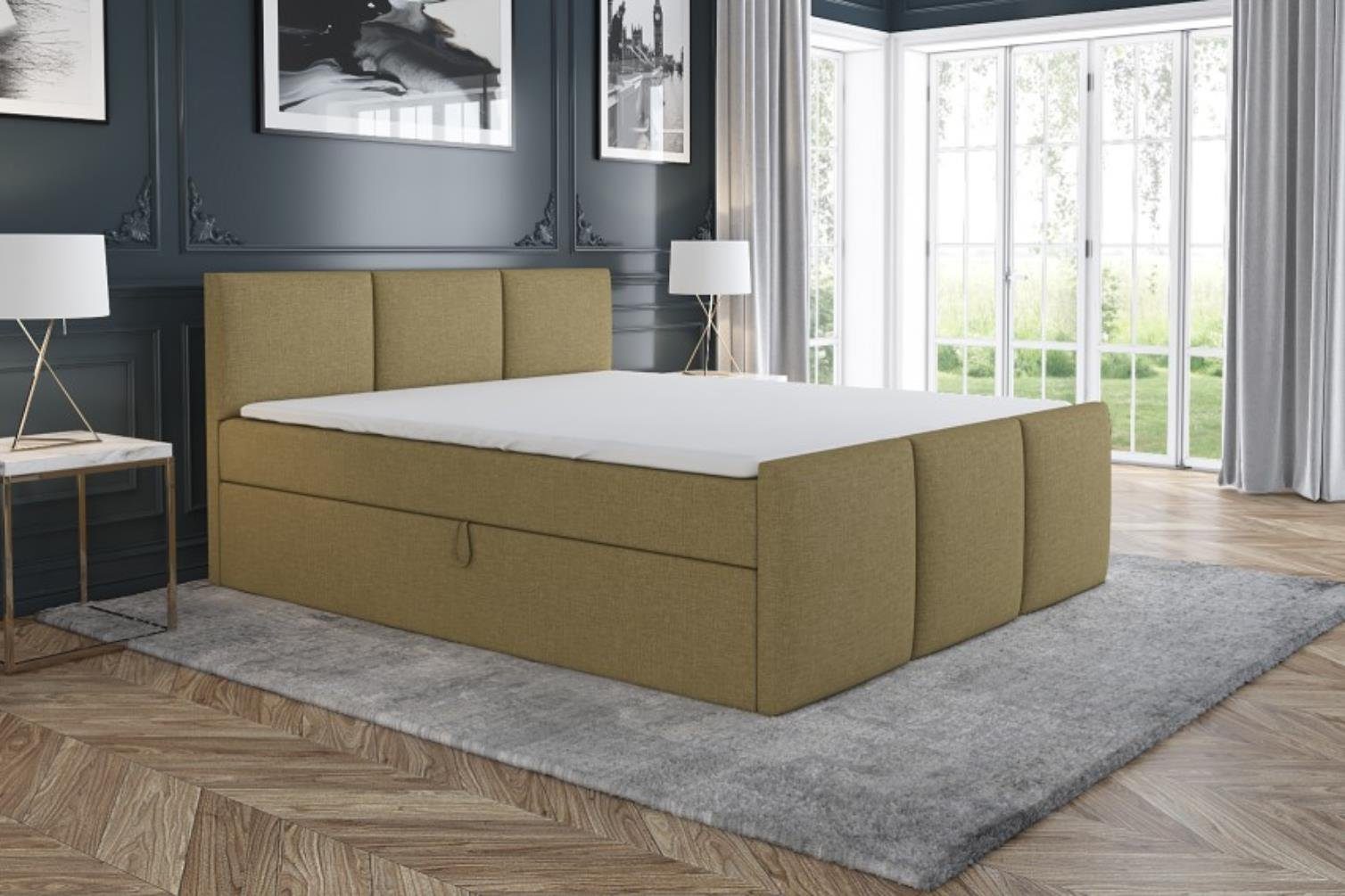 A&J MöbelLand GmbH Boxspringbett RON mit 2 Bettkästen und Topper. BEIGE 24