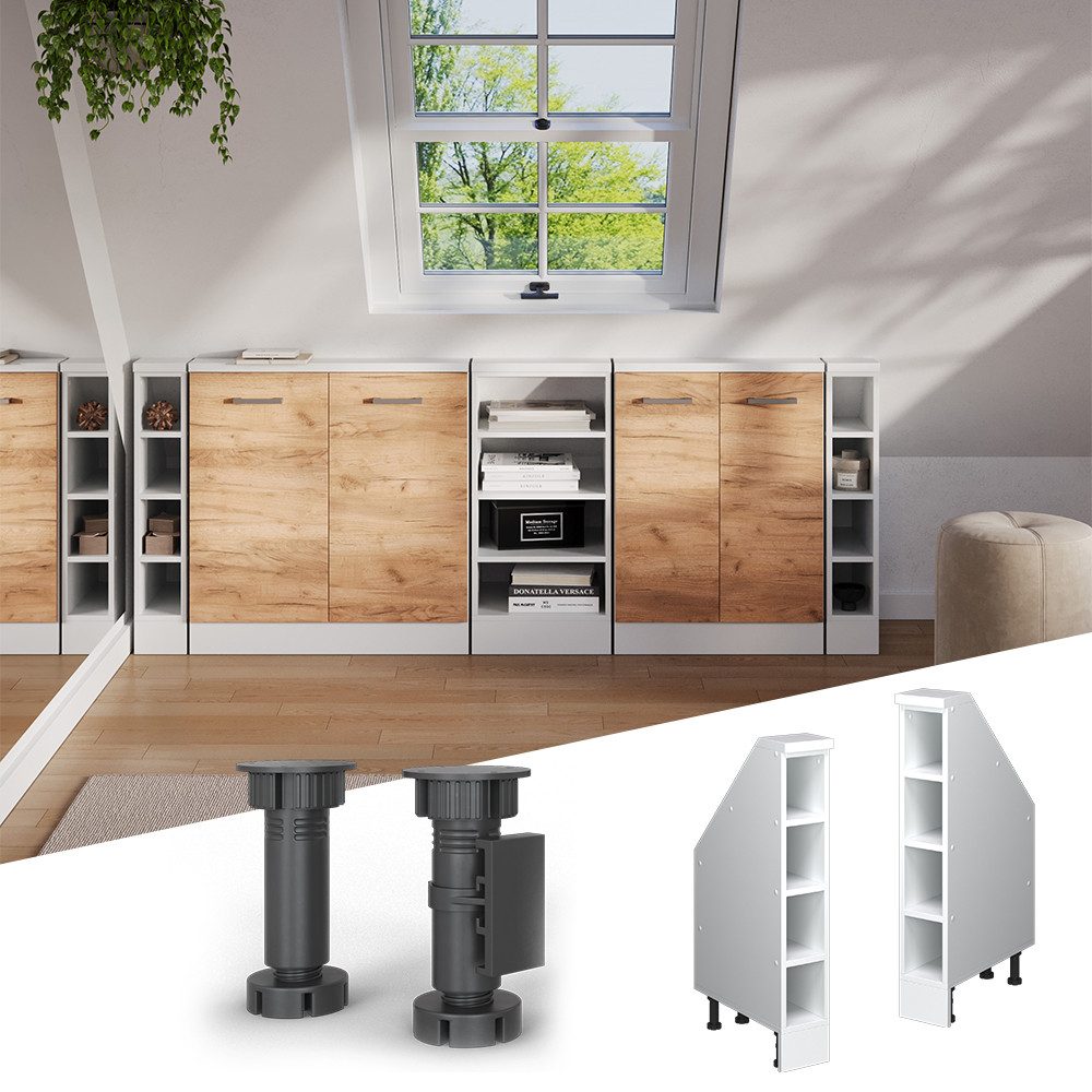 Vicco Unterschrank R-Line, Weiß, 15 cm mit 4 Fächern (1-St)