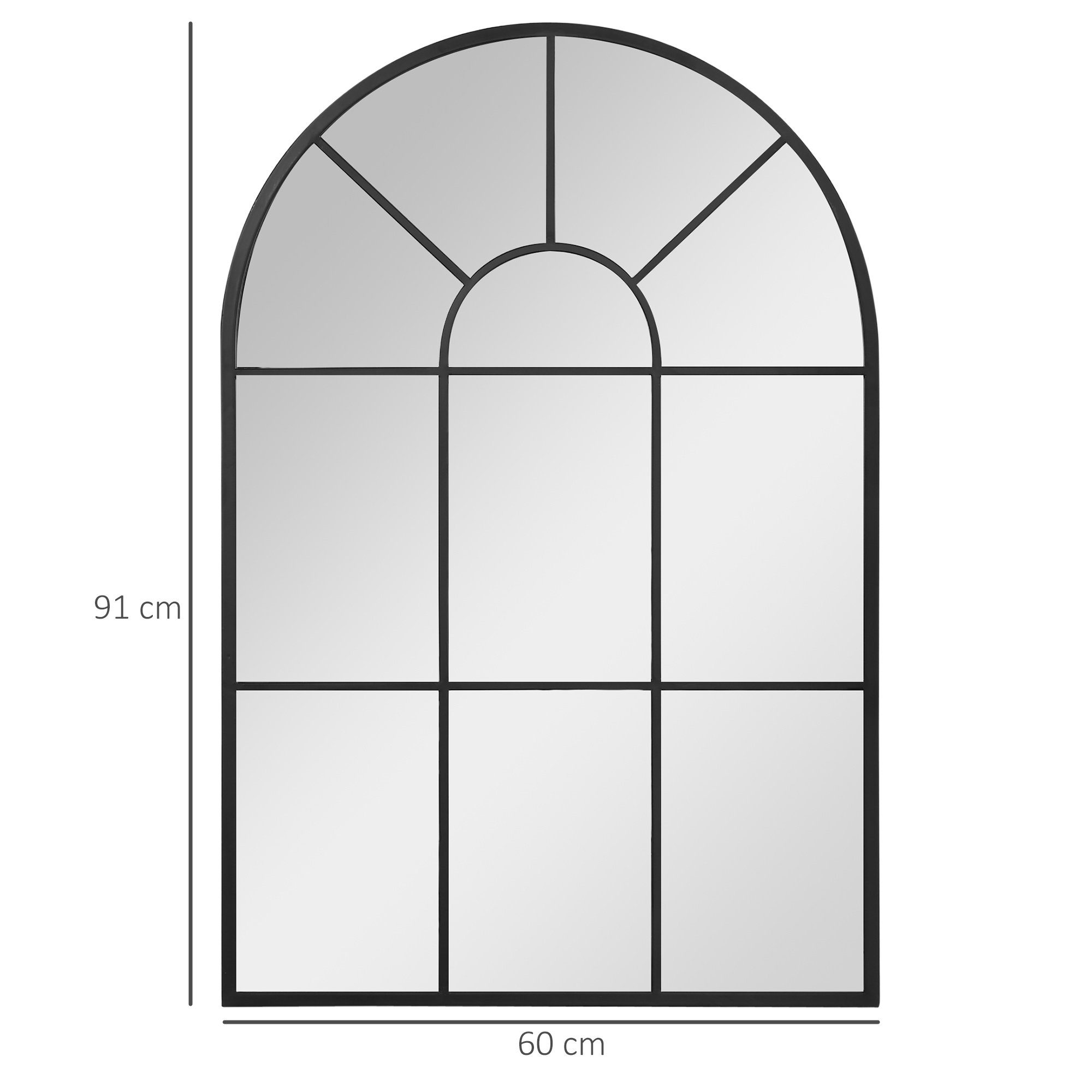 HOMCOM Wandspiegel Wandspiegel Bogenfenster-Spiegel