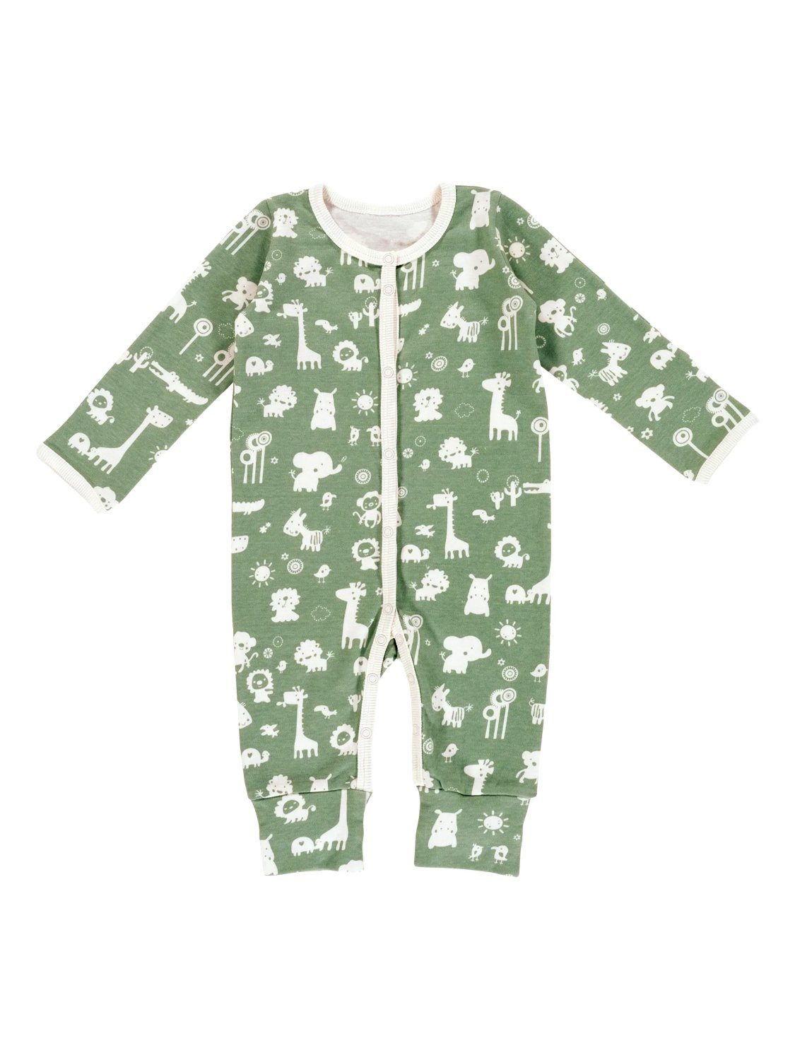 Alvi® Schlafoverall Pyjama mit Klappbündchen Bio-Baumwolle (1-tlg) praktische Druckknöpfe