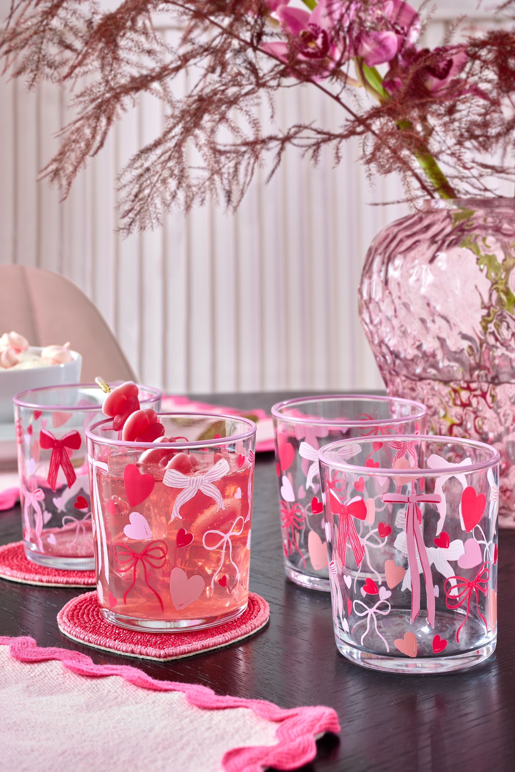 Next Tumbler-Glas 4er-Set Bechergläser mit Herz und Schleife, 1-tlg., Glas