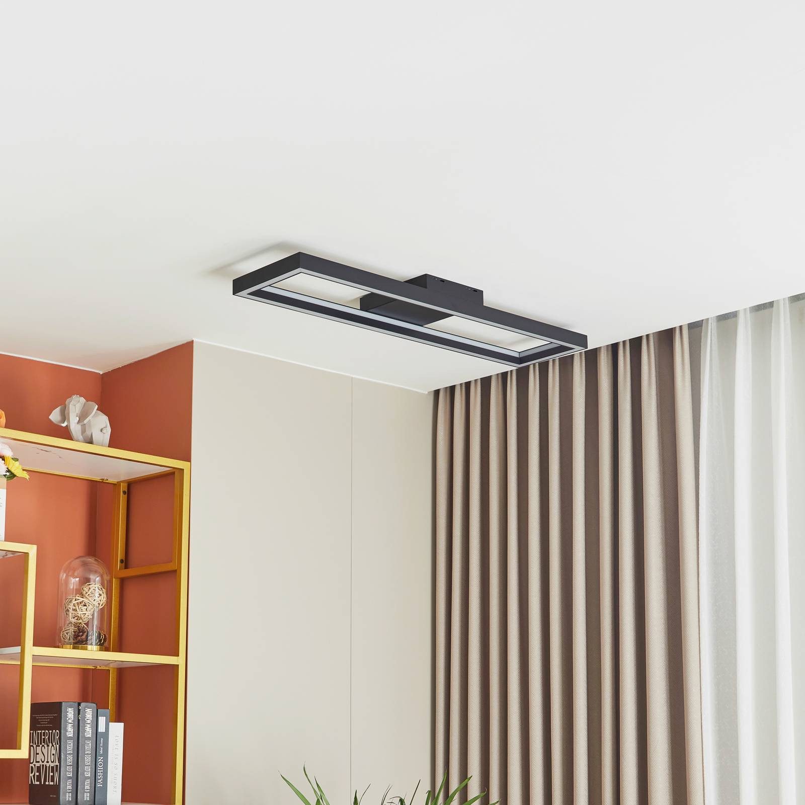 Lucande Deckenleuchten Tjado, LED, Metall, Schwarz Farbwechsel RGB + weiß IP20 mit Fernbedienung, LED 31 W gesamt, Farbwechsel RGB + weiß
