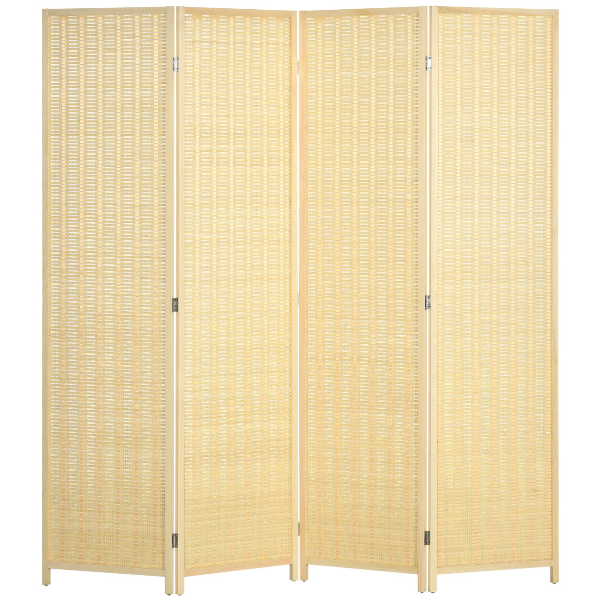 BBG Raumteiler Paravent 4-teilig 180x180 cm aus Bambus, Faltbarer Raumteiler & Sichtschutz in Naturoptik