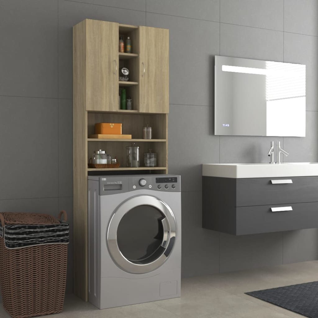 vidaXL Badregal NA Waschmaschinenschrank Sonoma Eiche 64x25,5x190 cm