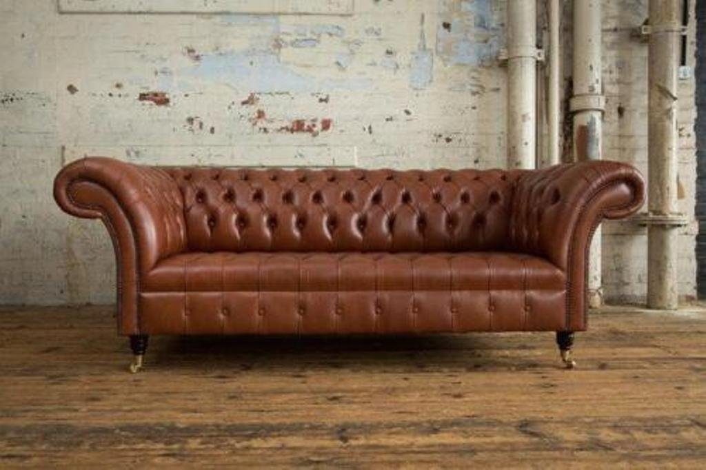 JVmoebel Chesterfield-Sofa Chesterfield Polster Sofas Luxus Couch Sofa 3 Sitzer 100% Leder Sofort, Made in Europe