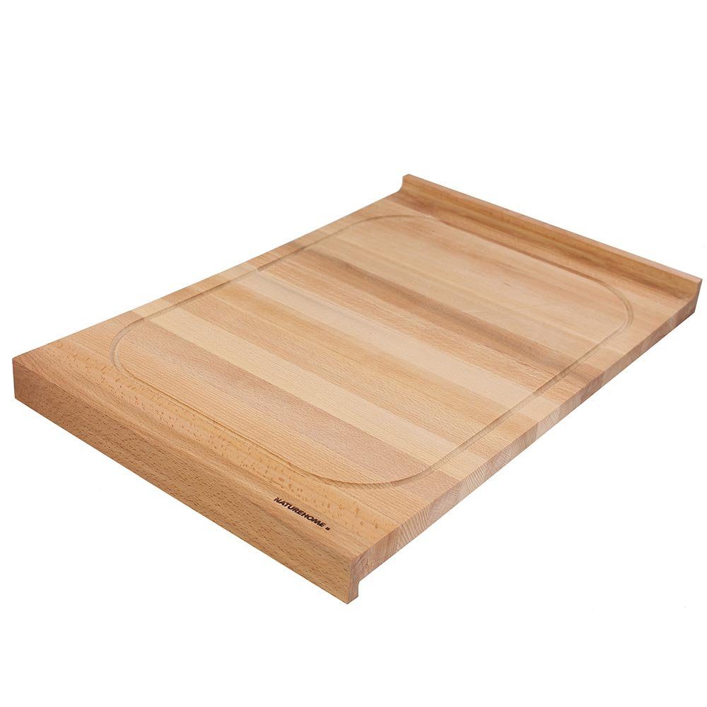 Schneidebrett NATUREHOME Schneidebrett 60x40x4cm Tranchierbrett mit Saftrille