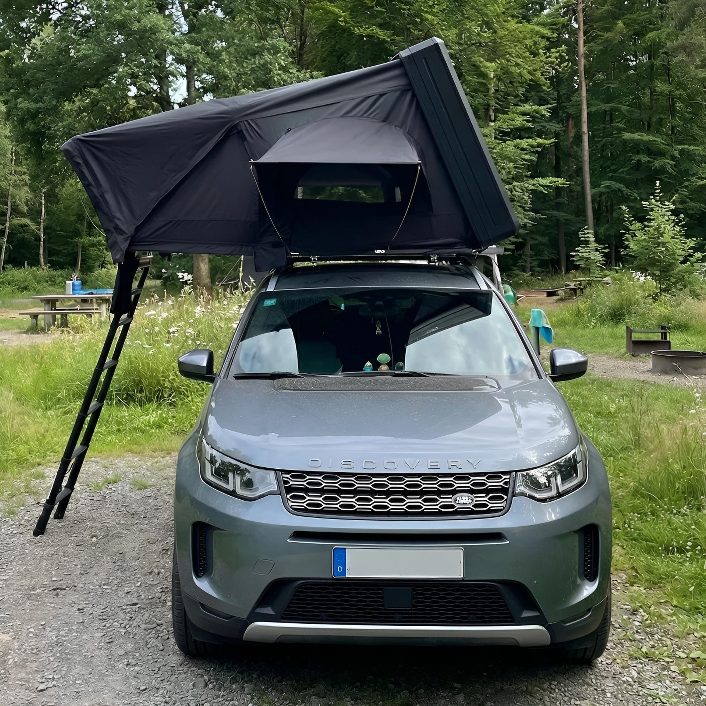 TZIpower Dachzelt Dachzelt Autodachzelt Aluminium Case 2 Größen 5 Personen Schwarz LED, Personen: 5