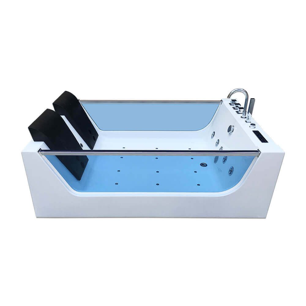 HOME DELUXE Whirlpool-Badewanne ATLANTIC - XL, (inkl. Armaturen, Wanneneinlass, Duschkopf und Mischknäufe), inkl. LED-Beleuchtung, Indoor Whirlpool mit Glasfront
