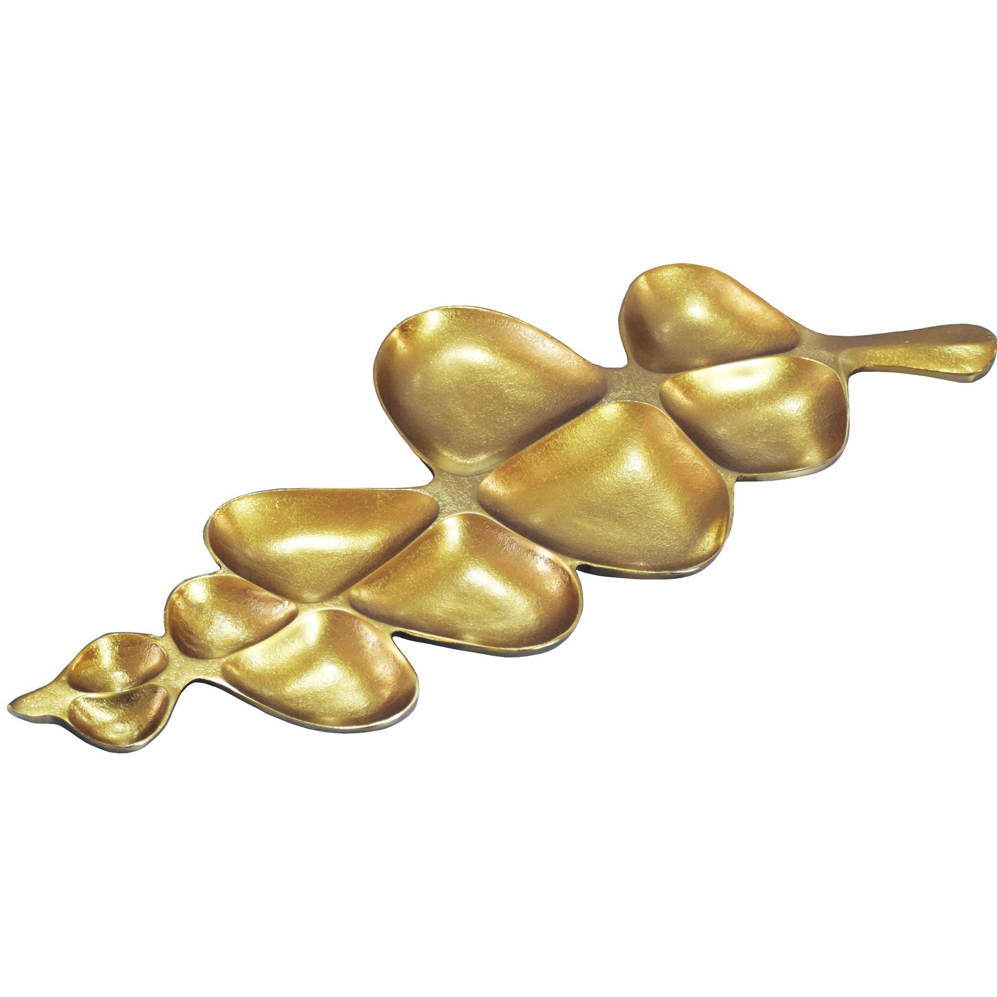 furnicato Dekofigur Dekoschale Blattform 60,5x17,5x3 cm Goldfarben, Handgefertigtes Serviertablett mit Anti-Rutsch-Noppen für Wohnräume