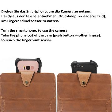 K-S-Trade Handyhülle für Apple iPhone 14 Pro, Handyhülle + Kopfhörer Schutz Hülle Walletcase Bookstyle Tasche