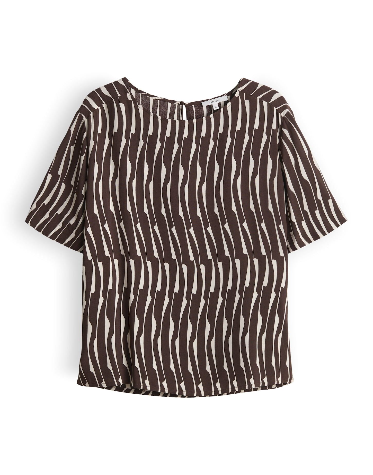 OPUS Kurzarmbluse Ferona bamboo Perlmuttknöpfe verleihen dem Look feine Eleganz