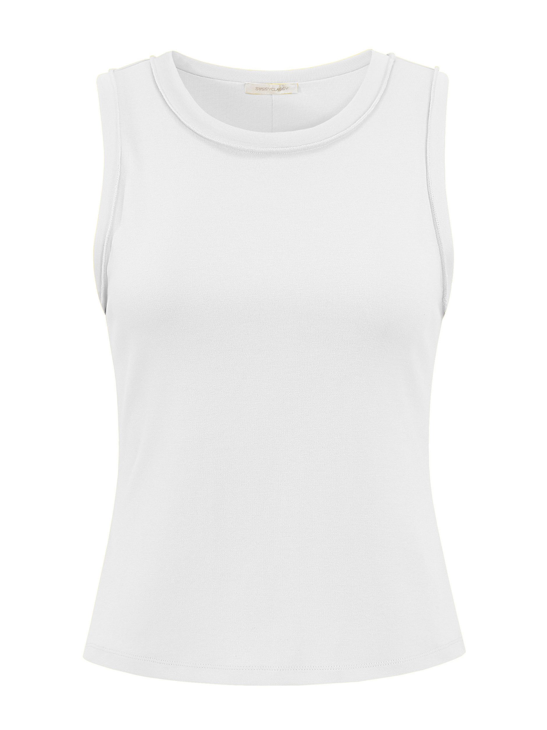 SASSYCLASSY T-Shirt Tank Top mit Außennähten Damen anliegendes Top mit Rund günstig online kaufen