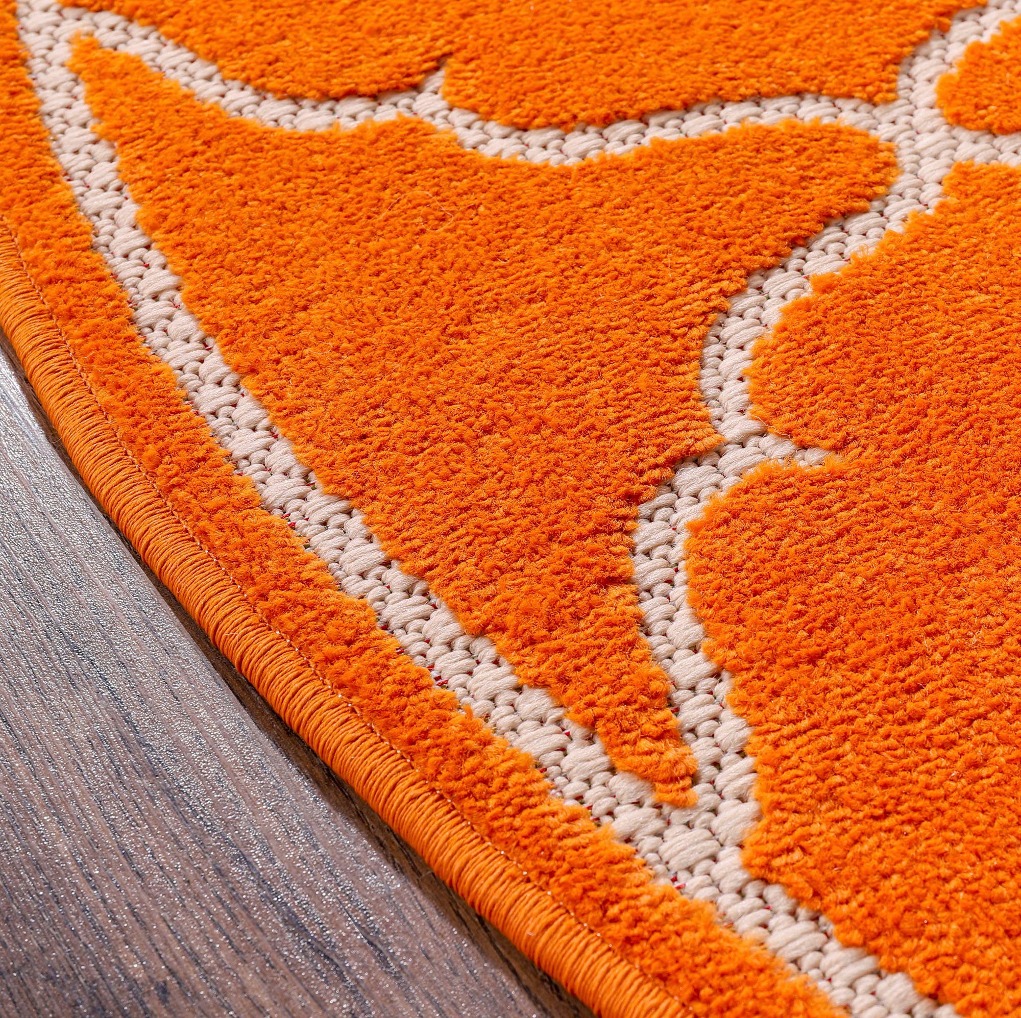 Teppich Berlin, Sanat, rund, mm, -und orange robust geeignet, pflegeleicht 6 Höhe: und Outdoor In