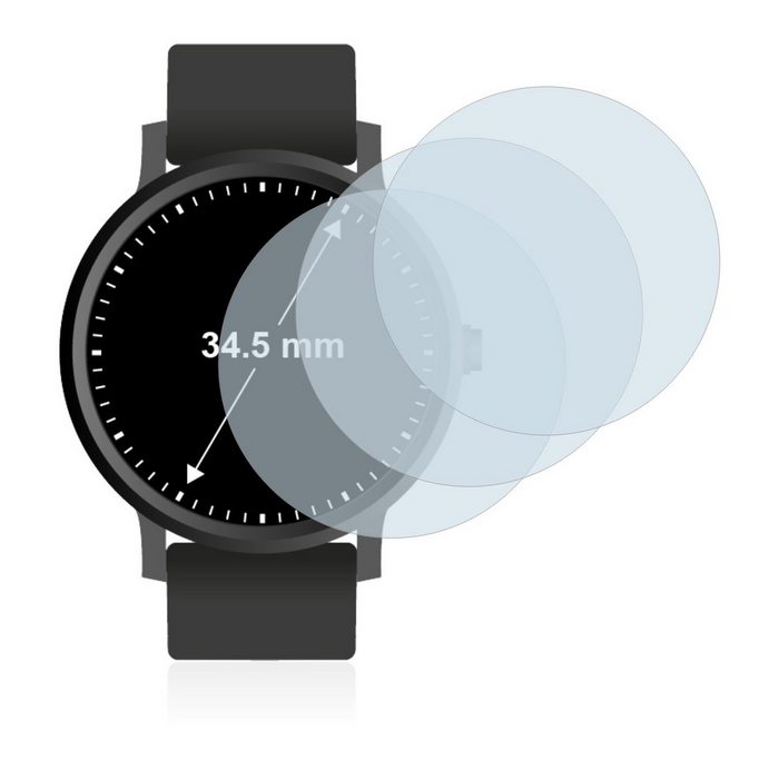 BROTECT flexible Panzerglasfolie für Armbanduhren (Kreisrund ø: 34.5 mm) Displayschutzglas 3 Stück Schutzglas Glasfolie klar