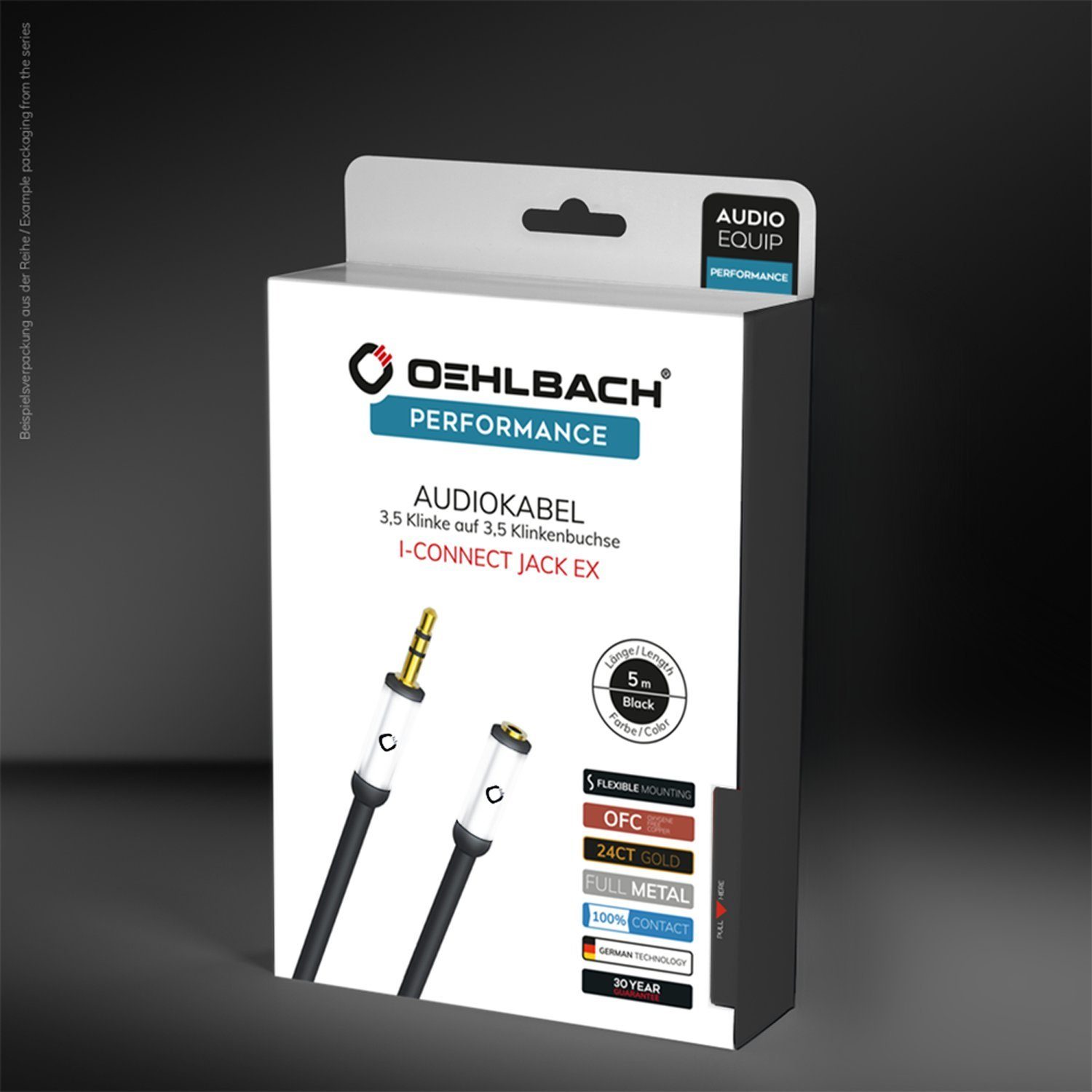 OEHLBACH i-Connect Jack EX Audiokabel 3,5 Klinke auf 3,5 Klinkenbuchse Audio-Kabel, 3,5 mm Klinke, 3,5mm Klinkenbuchse (300 cm), 24kt vergoldete Kontakte