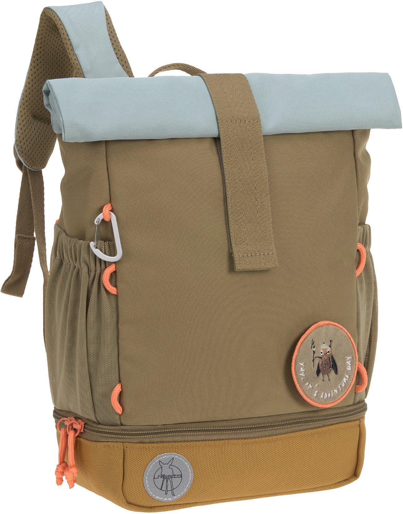 LÄSSIG Kinderrucksack Nature, Mini Rolltop Backpack, Olive, aus recycelten PET-Flaschen