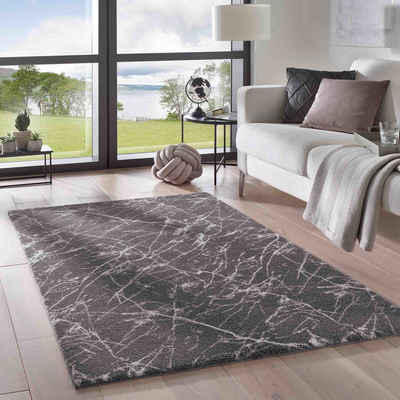 Teppich Supersoft Kurzflorteppich Valetta Marmor, TaraCarpet, rechteckig, Höhe: 19 mm, modern marmoriert waschbar Wohnzimmer Schlafzimmer Badezimmer 240x340