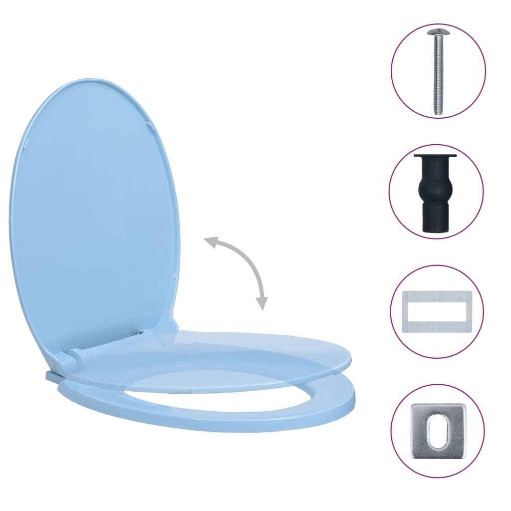 vidaXL WC-Sitz, Toilettensitz mit Absenkautomatik Quick-Release Blau Oval günstig online kaufen
