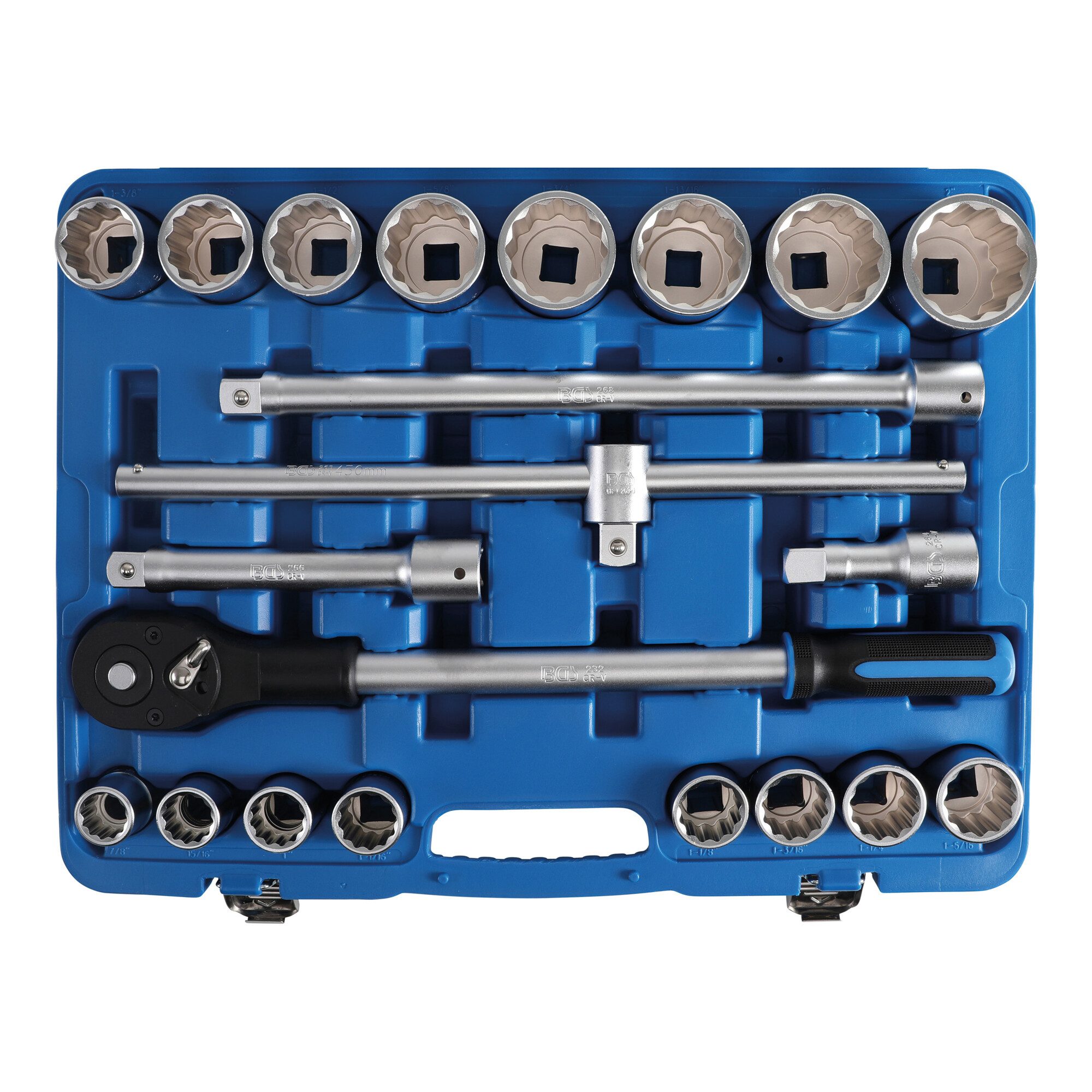 BGS technic Bit- und Steckschlüsselset BGS Steckschlüssel-Satz Antrieb 20 mm (3/4 Zoll) Zollgrößen 21 teilig