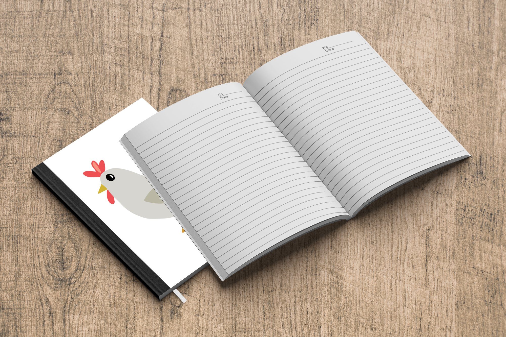 MuchoWow Notizbuch Vegane Huhn 98 Hintergrund, Illustration Tagebuch, Notizheft, weißem Merkzettel, Seiten, auf A5, Haushaltsbuch Journal