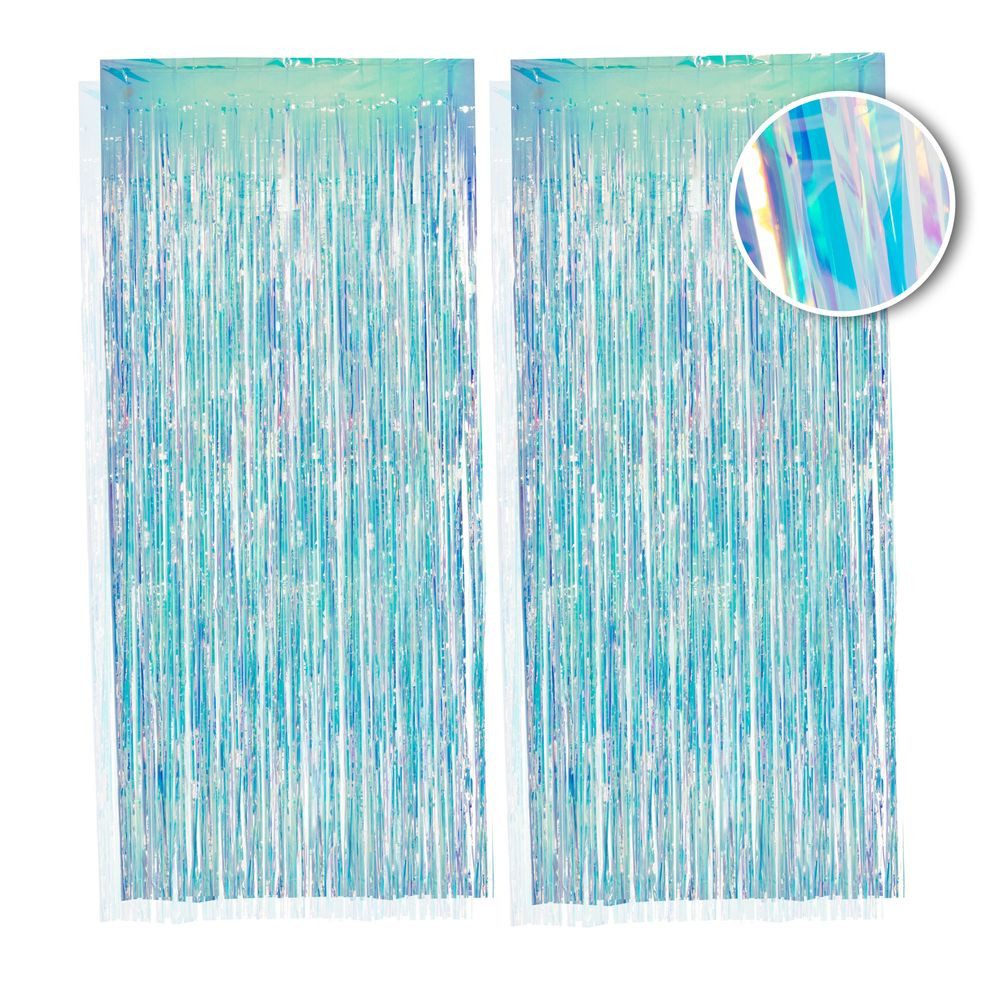 PHENO FLAGS Flagge 2 Stück Lametta Vorhang - Deko, Lametta Girlande für Ihre Party, Funkelnden Metallic-Look