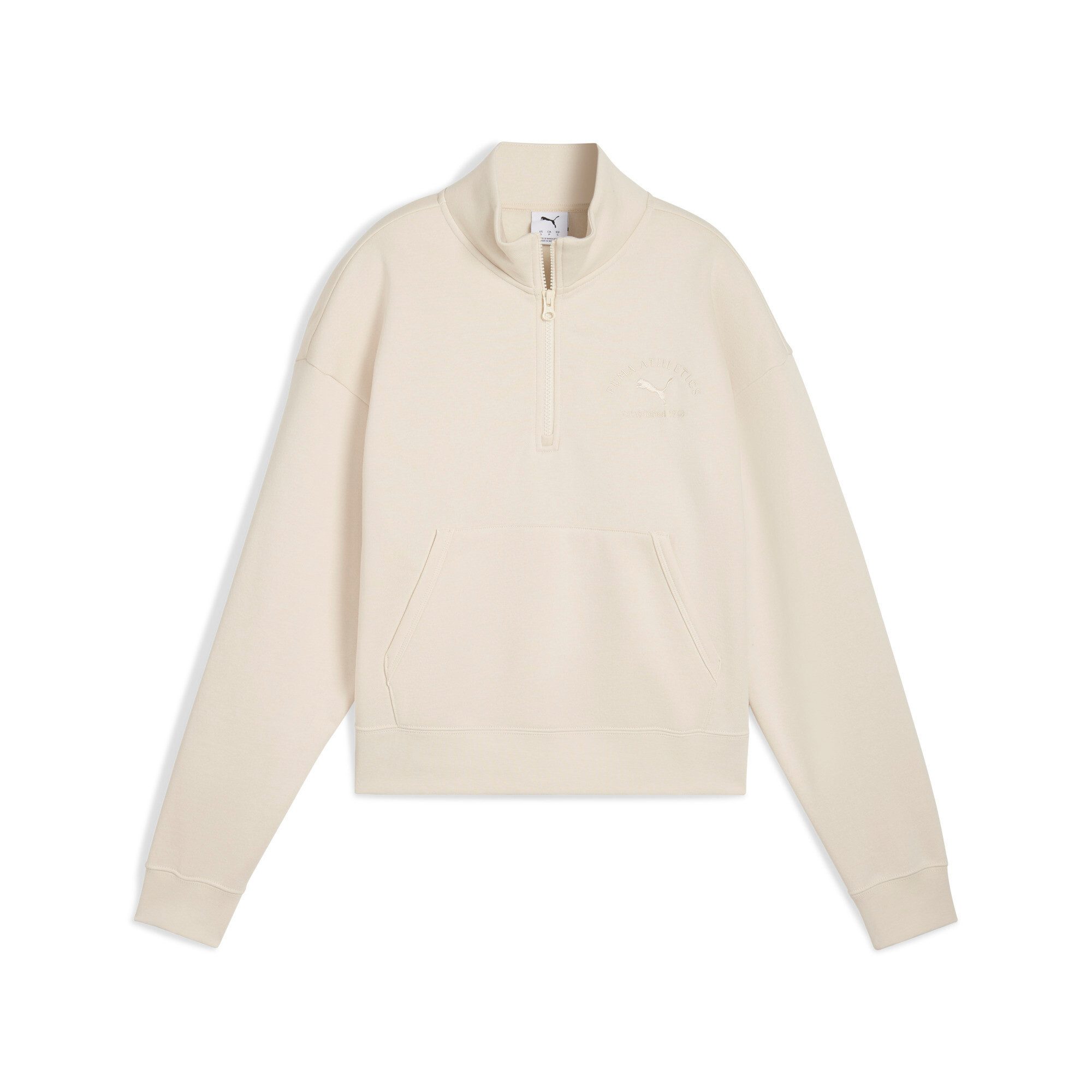 PUMA Langarmshirt CLASS COMFORT HALF-ZIP SHORT CREW FL mit Stehkragen, mit Reißverschluss, mit Kängurutasche
