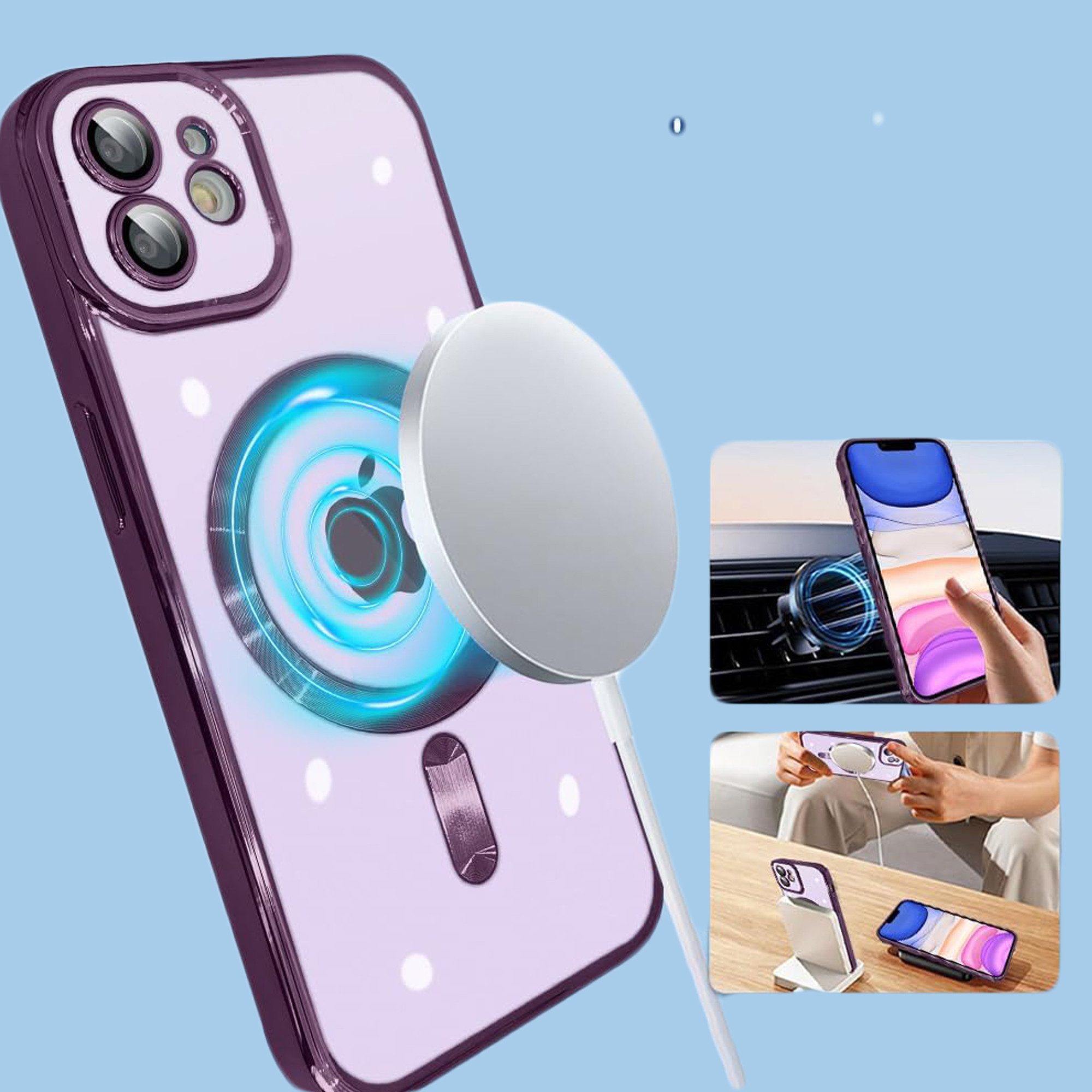 Wörleonline Handyhülle für Apple iPhone 11 mit integriertem Kameraschutz, TPU Schutzhülle, MagSafe kompatible Hülle