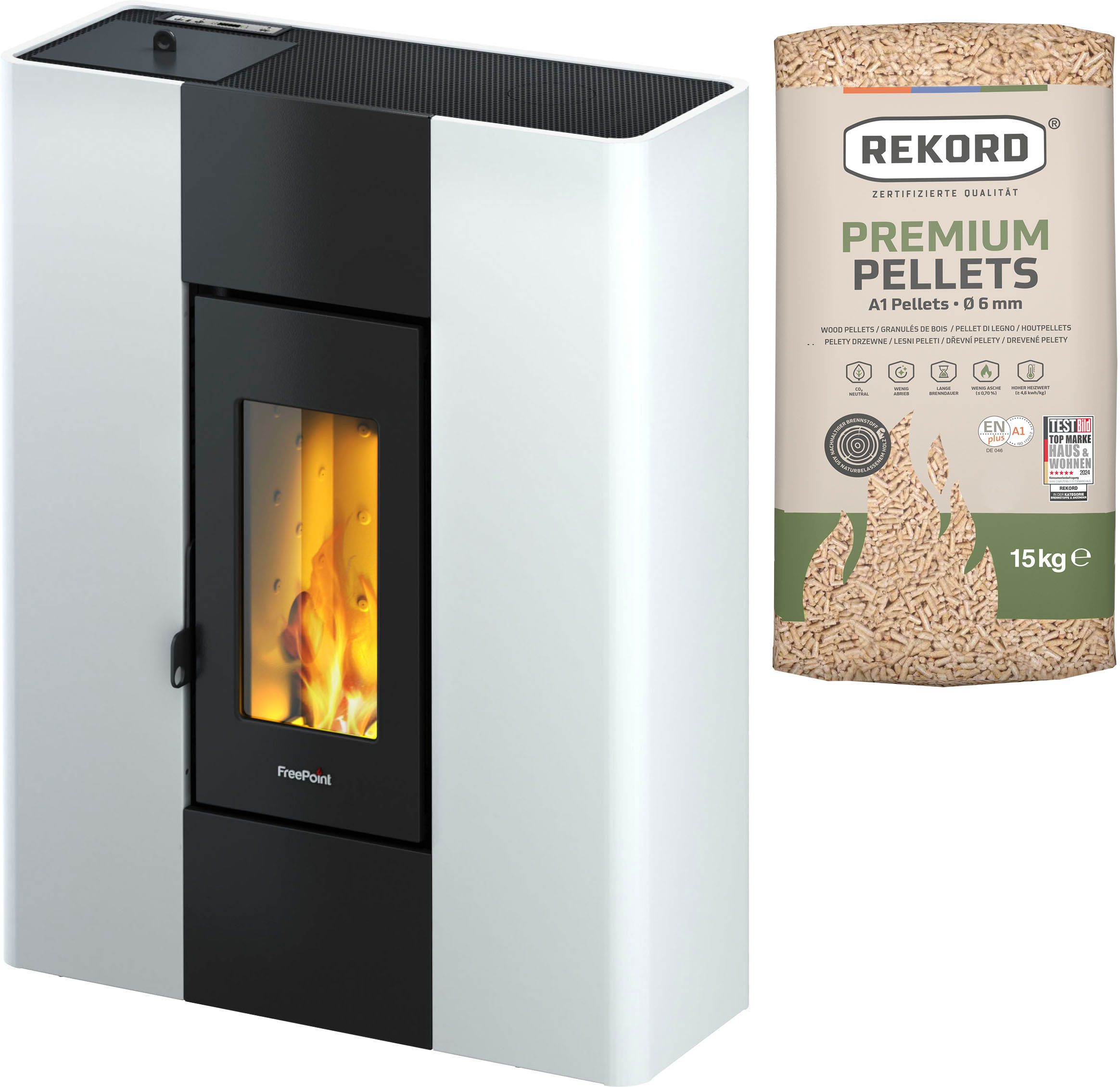 Freepoint Pelletofen Roxy Stand, 7 kW, Zeitbrand