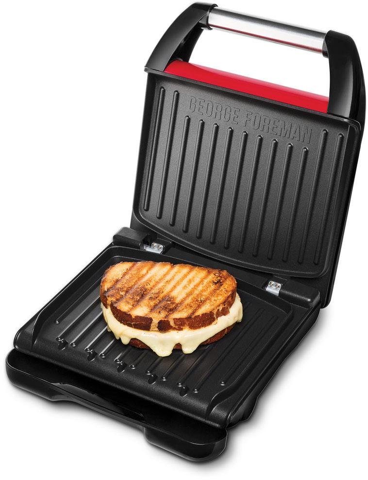 George Foreman Kontaktgrill Steel Familiy Fitnessgrill Rot 25040-56, 1650 W