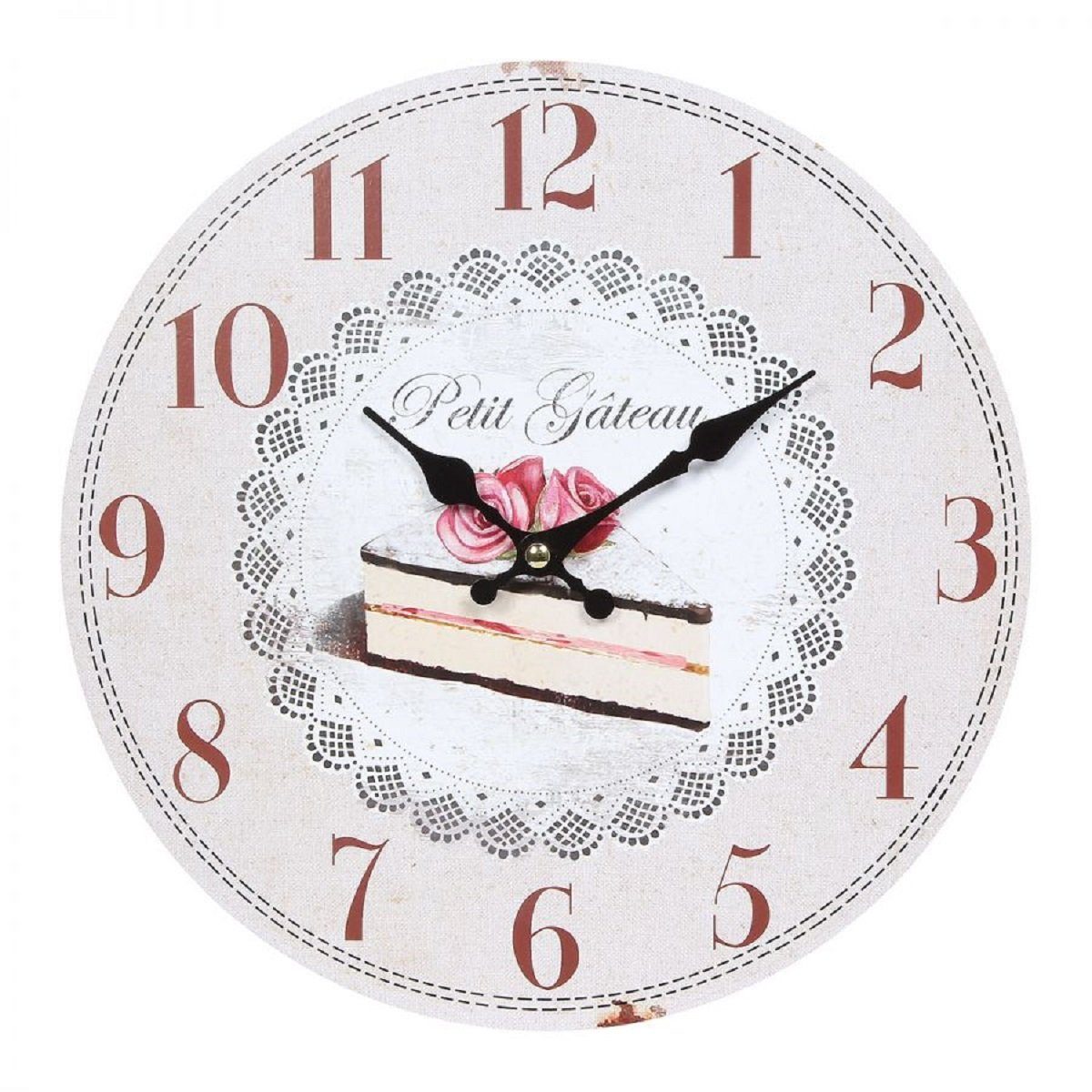 Uhr Wanduhr mit Rosentorte, Kaffeehaus Uhr 28 cm