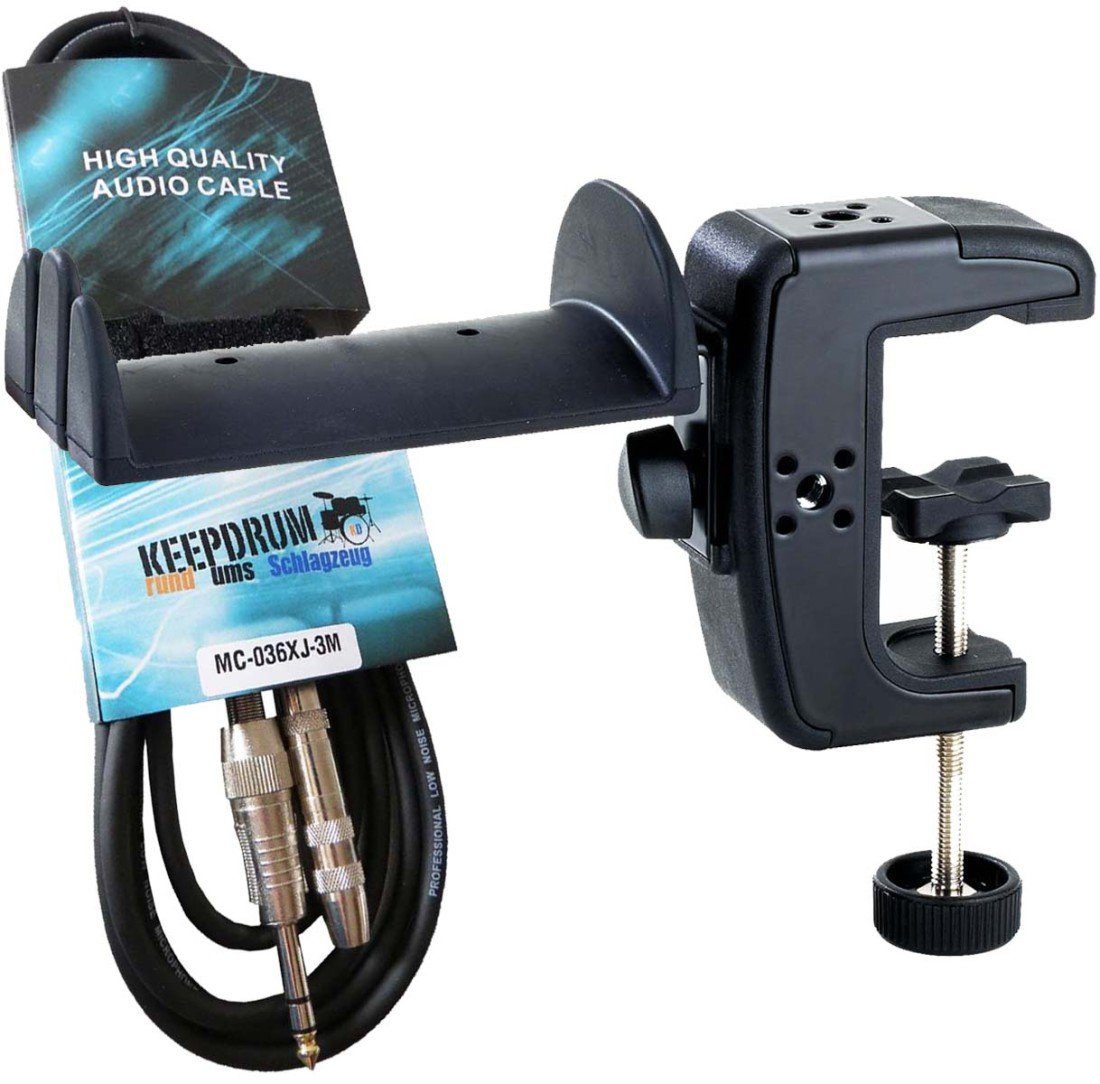 König & Meyer Kopfhörerständer K&M 16085 Kopfhörerhalter mit Kabel, (bis 9 Zoll, Halterung, Inklusive Tischklemme, mit Verlängerungskabel)