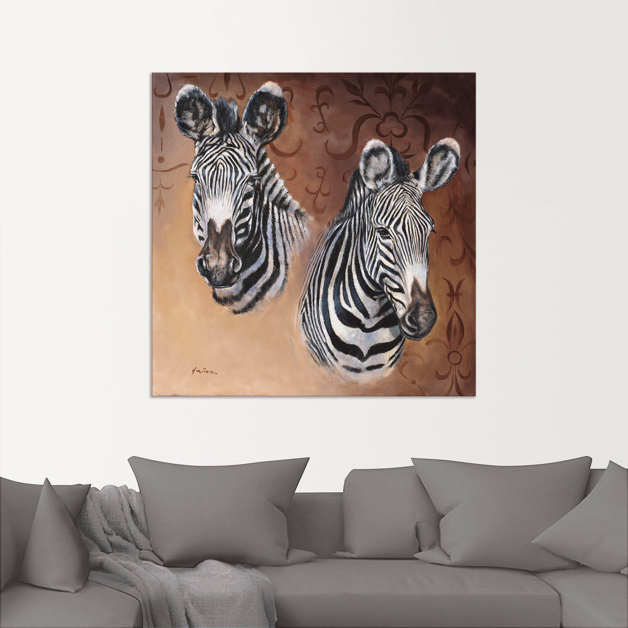 Artland Wandbild Zebra, oder versch. Poster Alubild, St), Leinwandbild, (1 Wandaufkleber Wildtiere in Größen als