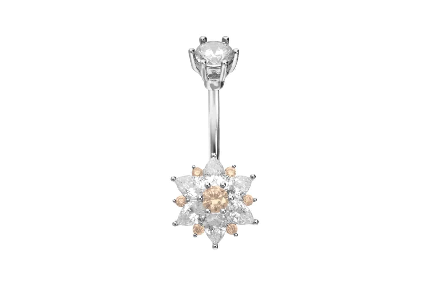 Bauchnabelpiercing Chirurgenstahl Bananabell KRISTALLBLUME