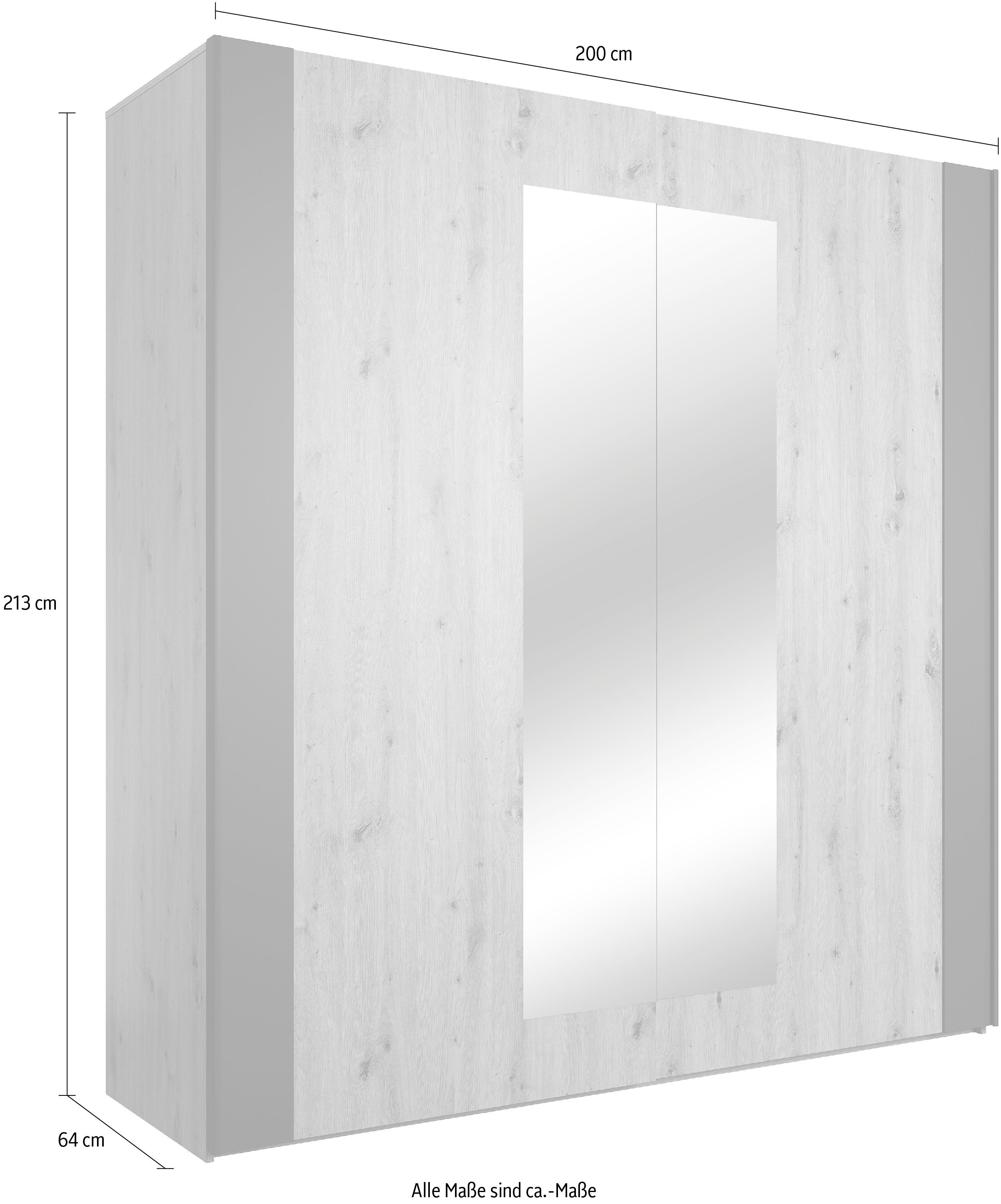 Helvetia Schwebetürenschrank mit auf eiche Spiegelflächen artisan/eiche Türen beiden Sigma artisan artisan-schwarz | eiche