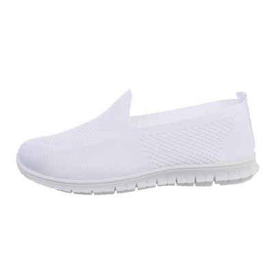 Ital-Design Damen Low-Top Freizeit Слипперы Flach Sneakers Low in Weiß